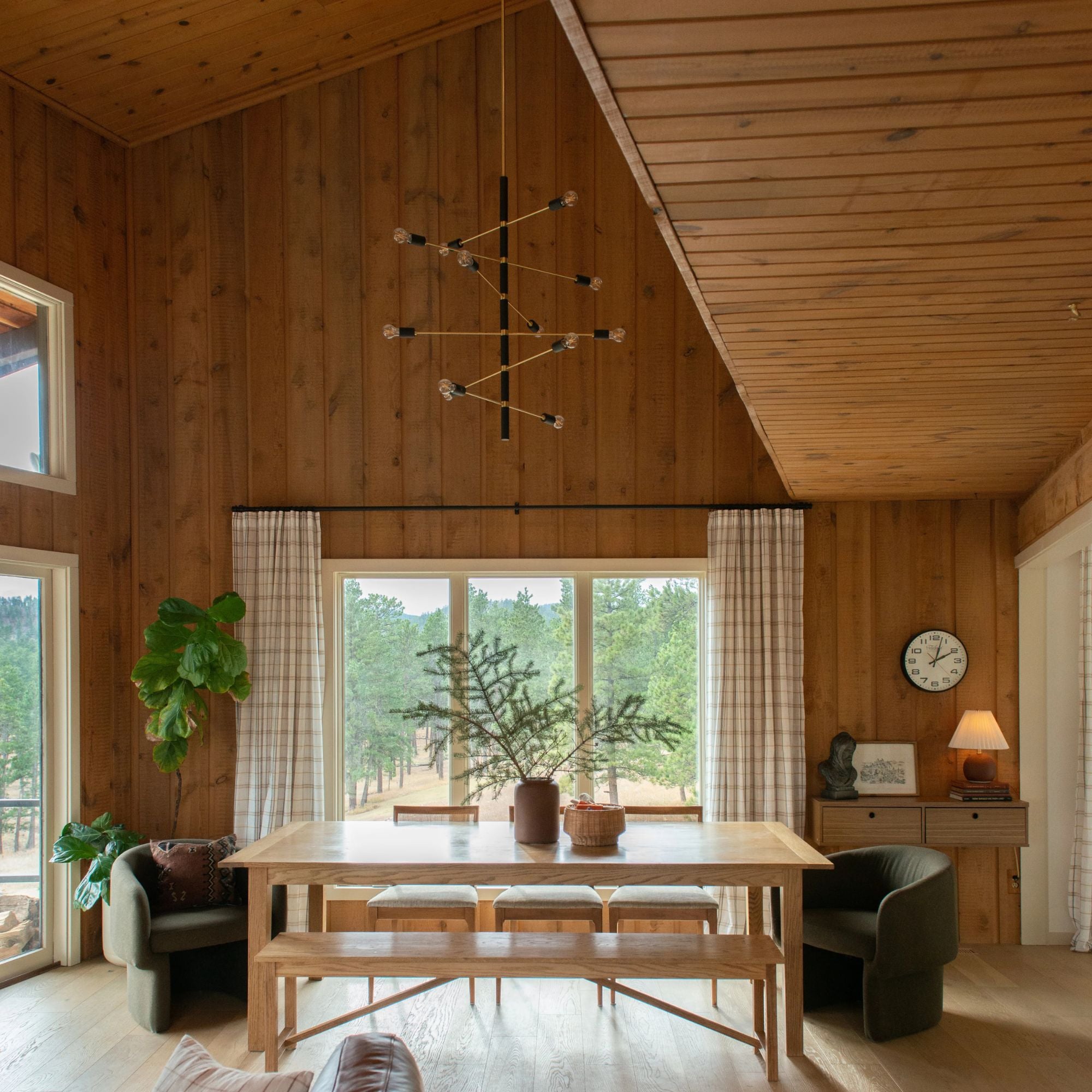 Astrid 45" 12-Light Chandelier, Aged Brass/Black Finish