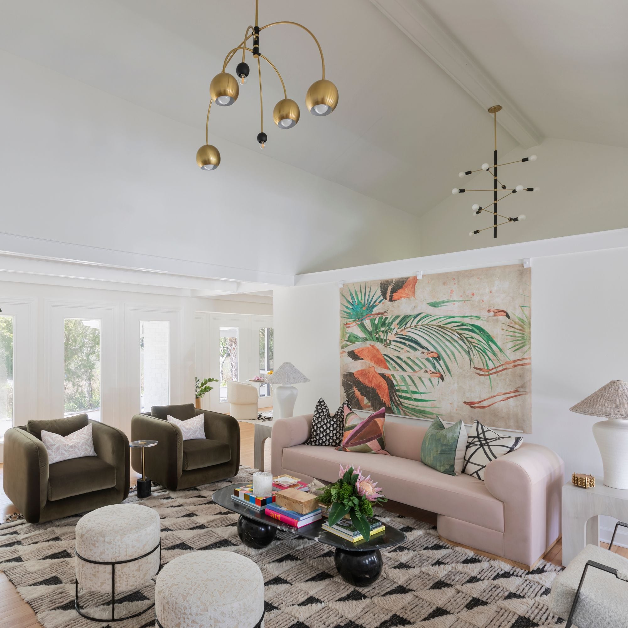 Astrid 45" 12-Light Chandelier, Aged Brass/Black Finish