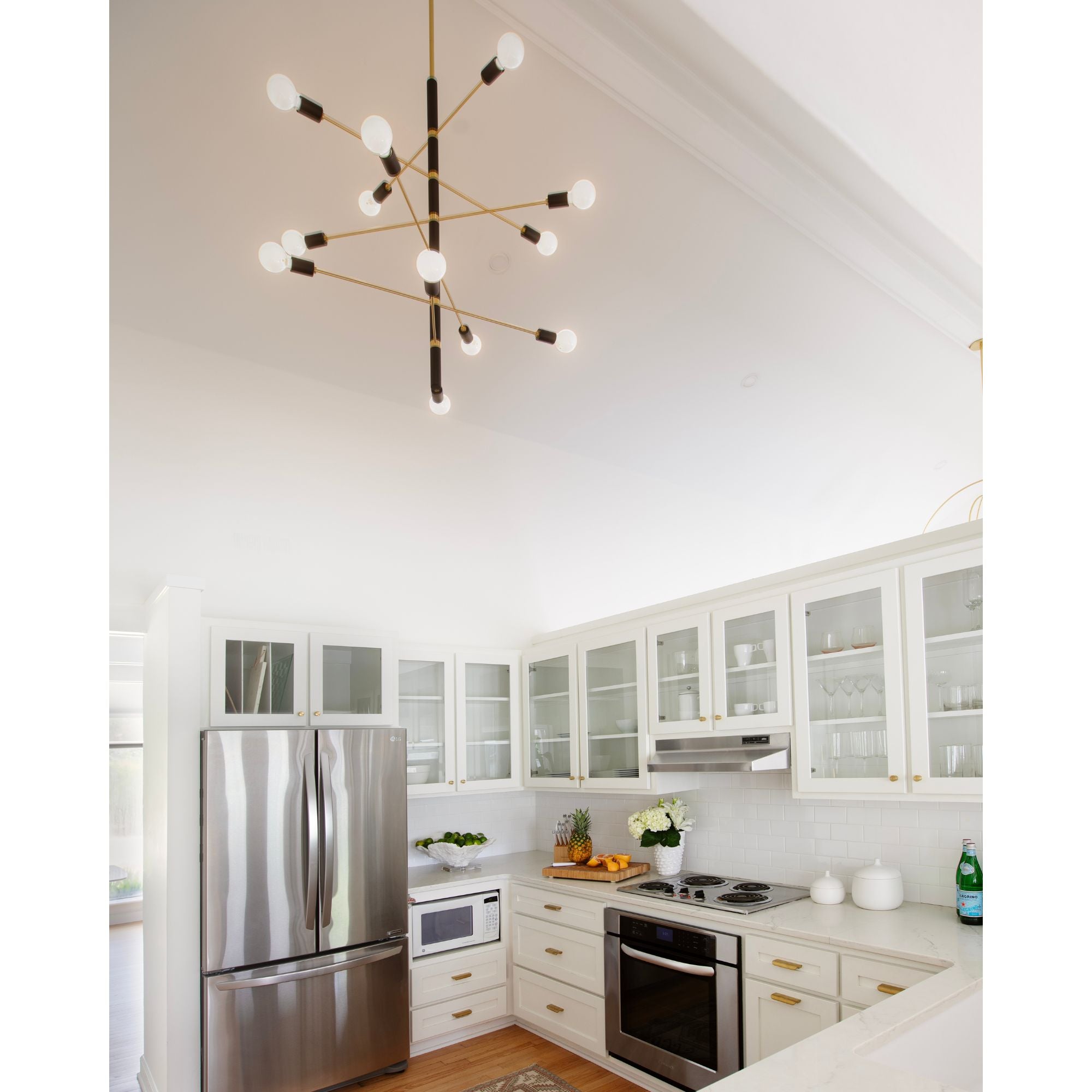 Astrid 45" 12-Light Chandelier, Aged Brass/Black Finish