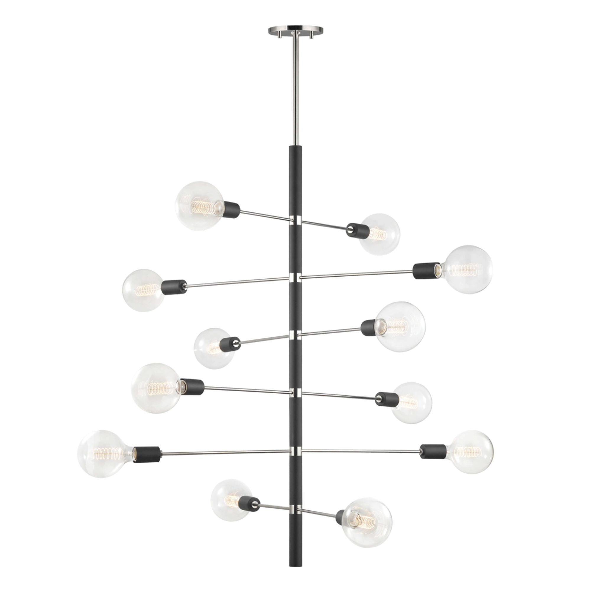 Astrid 45" 12-Light Chandelier, Polished Nickel/Black Finish