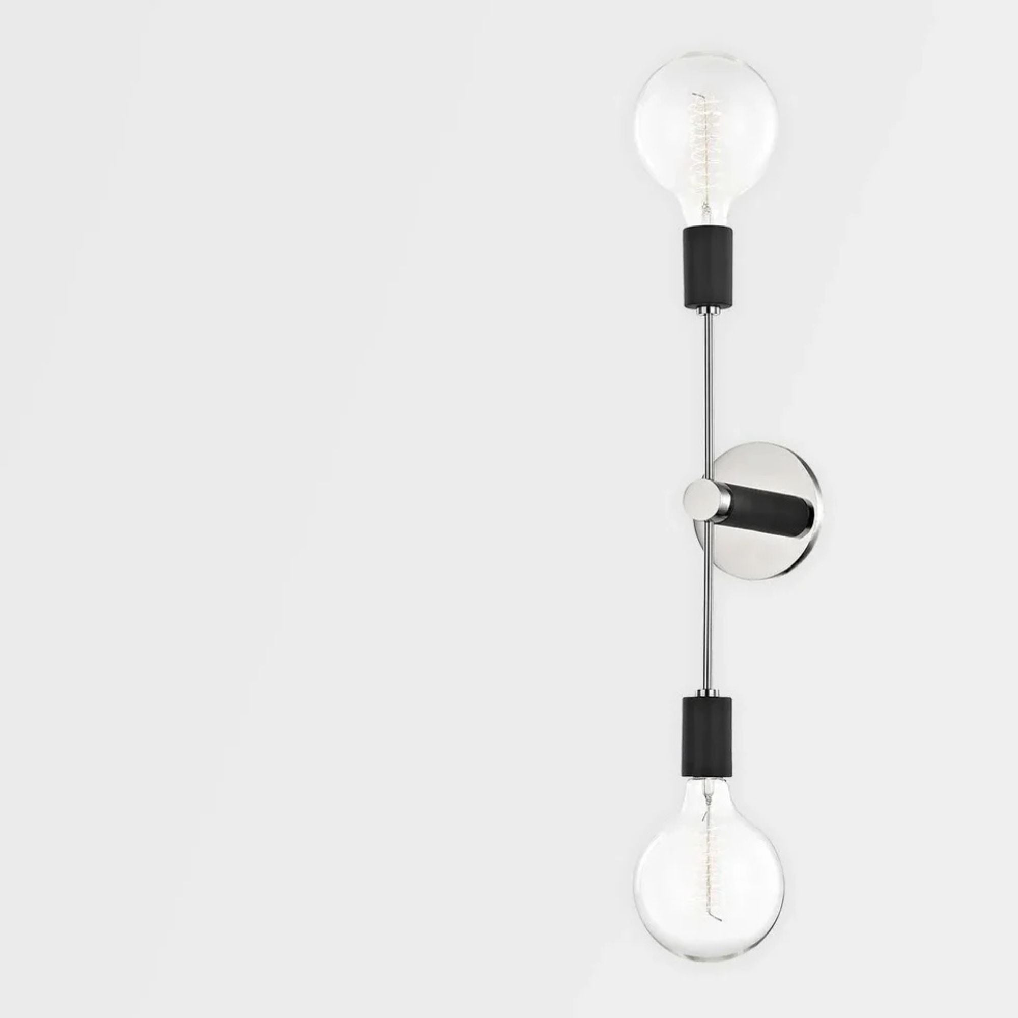 Astrid 18" 2-Light Wall Sconce, Polished Nickel/Black Finish