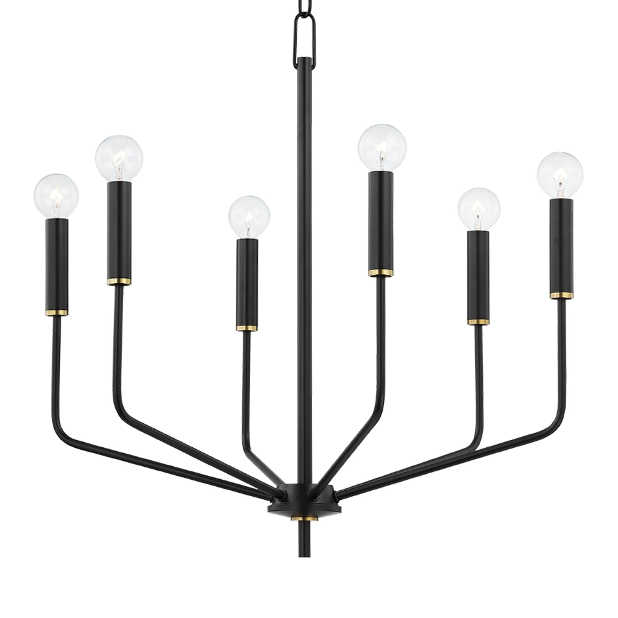 Bailey 27" 6-Light Chandelier, Aged Brass/Soft Black Finish