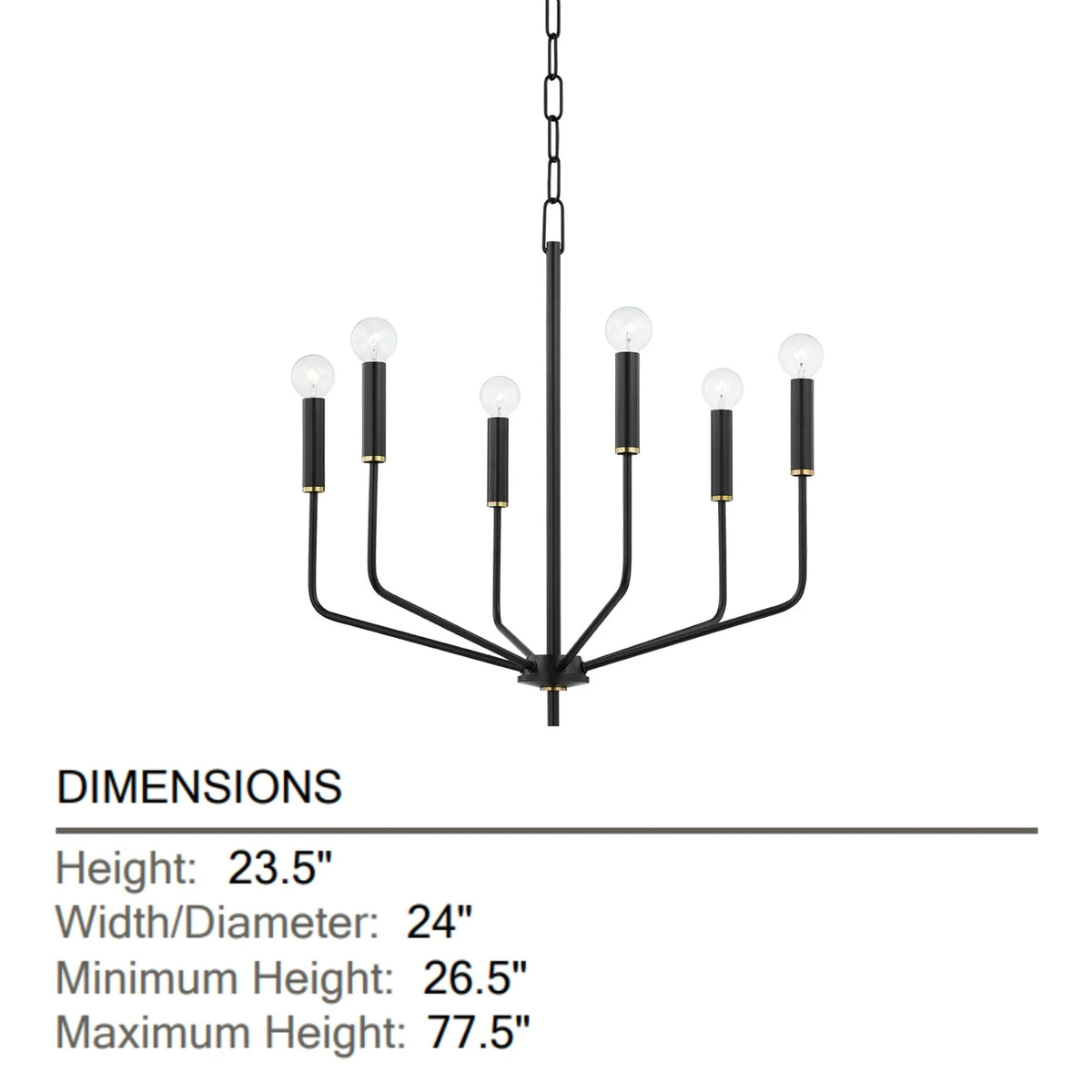 Mitzi H516806-AGB/SBK Bailey Chandelier | Aged Brass & Soft Black ...