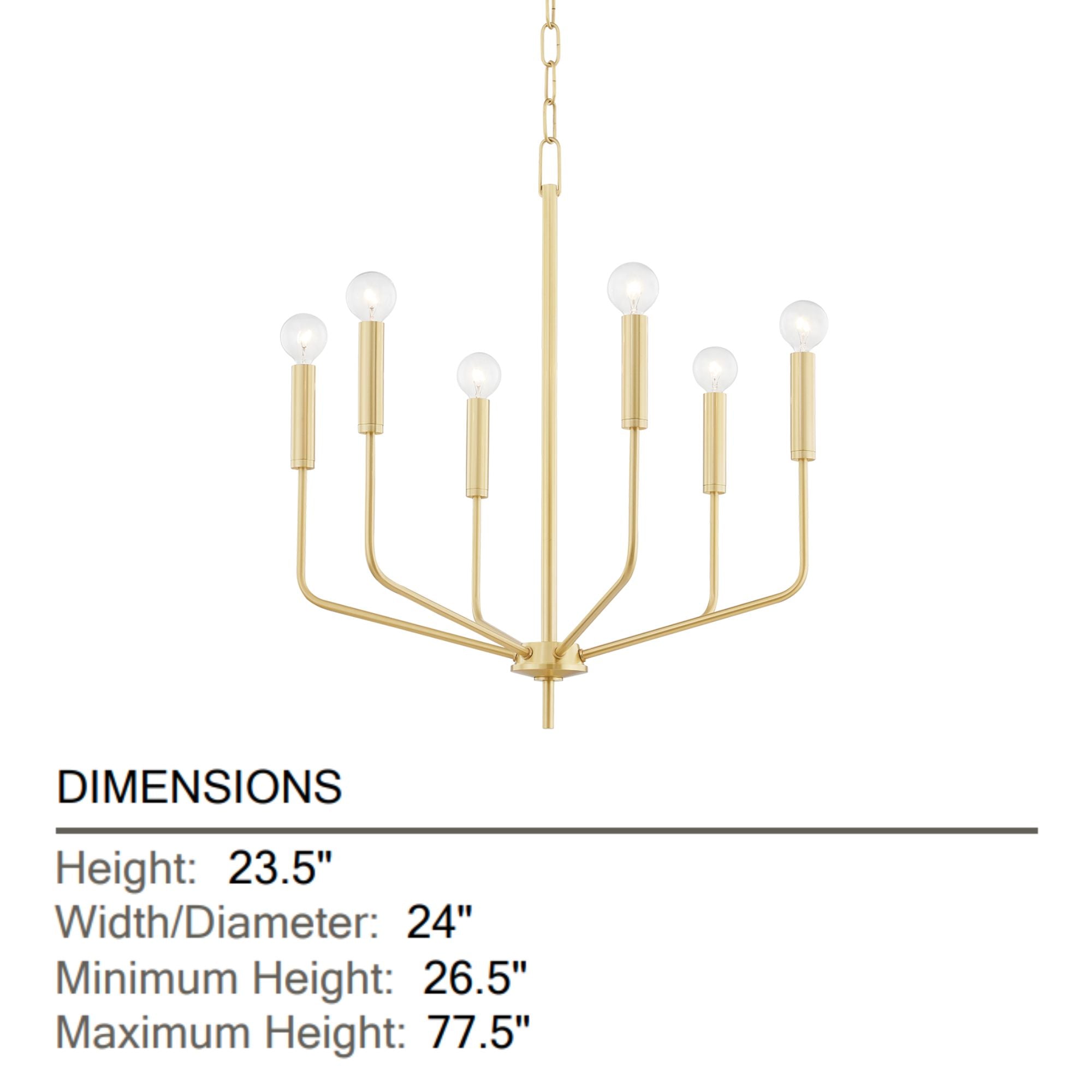 Mitzi - Bailey 27" 6-Light Chandelier, Aged Brass Finish | Bees Lighting