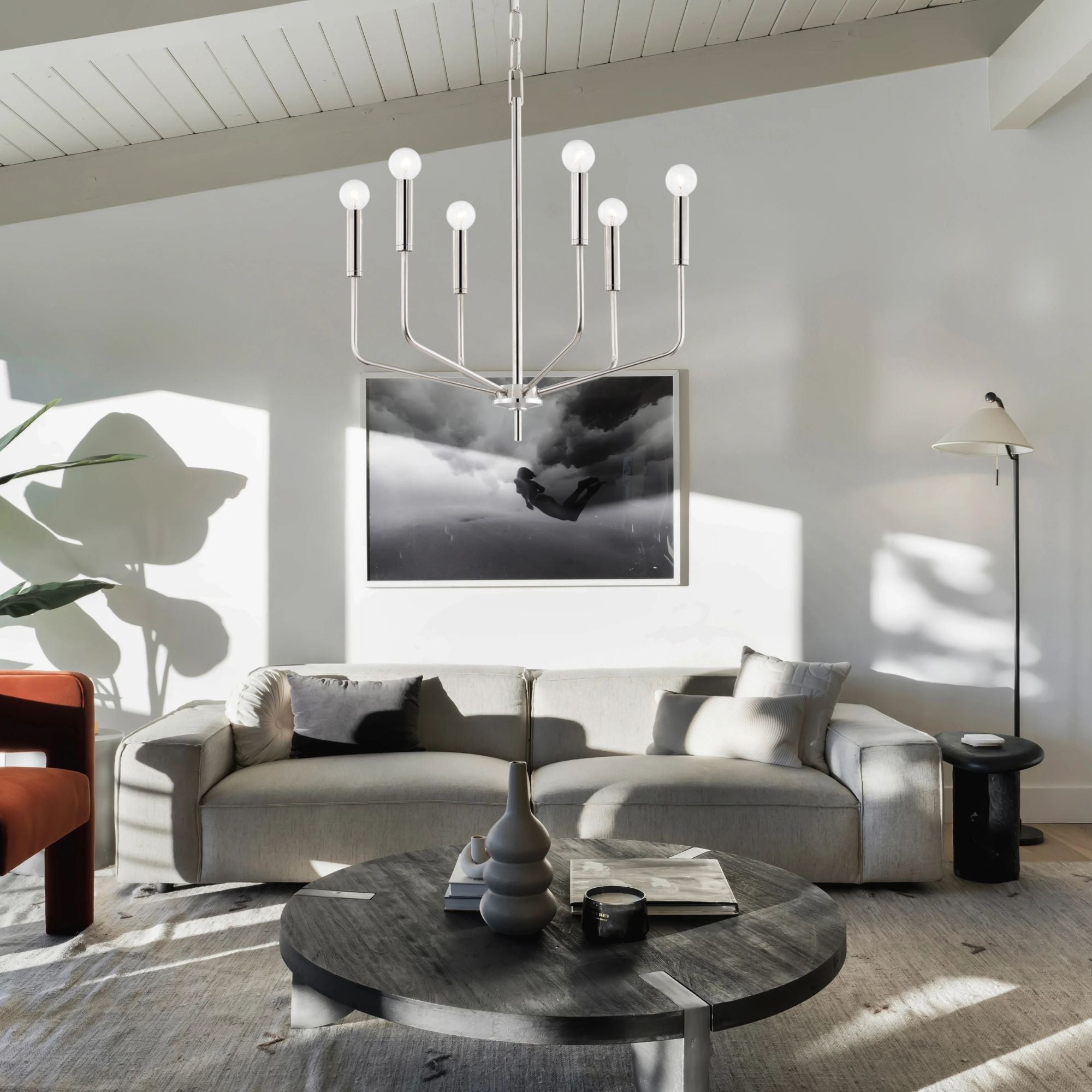 Bailey 27" 6-Light Chandelier, Polished Nickel Finish