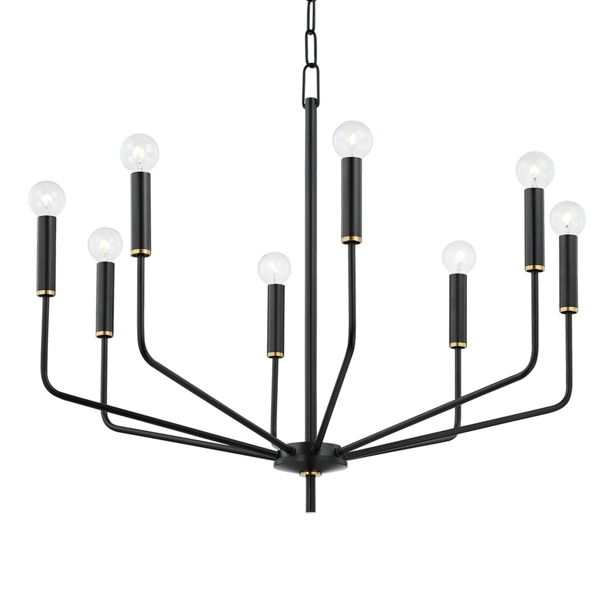 Bailey 30" 8-Light Chandelier, Aged Brass/Soft Black Finish