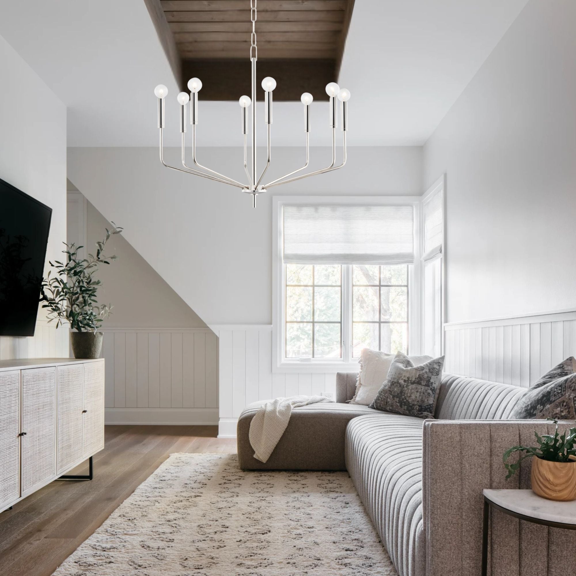 Bailey 30" 8-Light Chandelier, Polished Nickel Finish