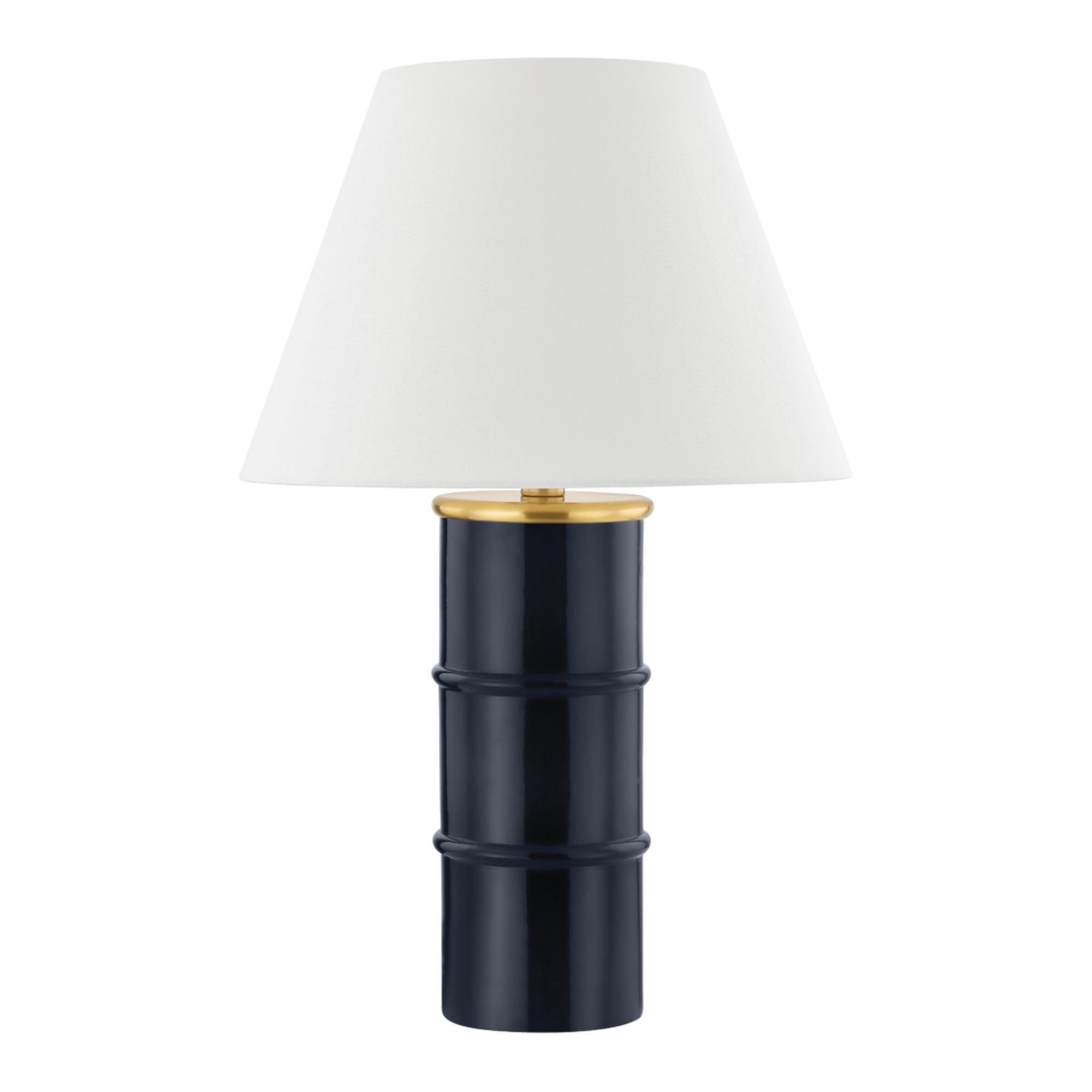 Banyan 26" Table Lamp, Aged Brass/Ceramic Gloss Navy Finish