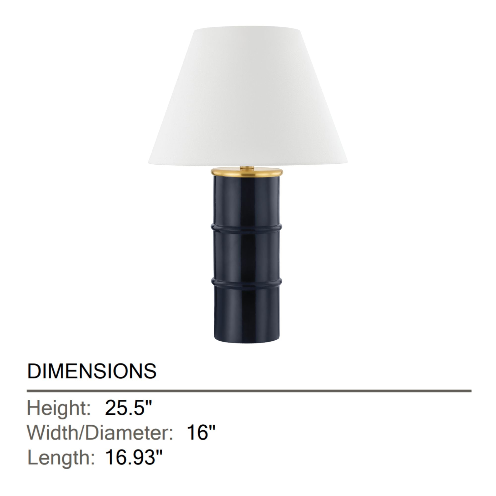 Mitzi - Banyan 26" Table Lamp, Aged Brass/Ceramic Gloss Navy Finish | Bees Lighting