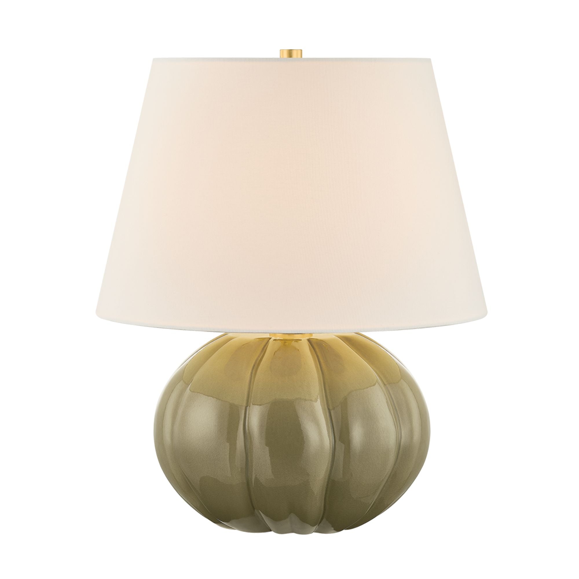 Mitzi Beata 21 in. Table Lamp, Aged Brass with Ceramic Harbour Grey Crackle with White Linen Shade