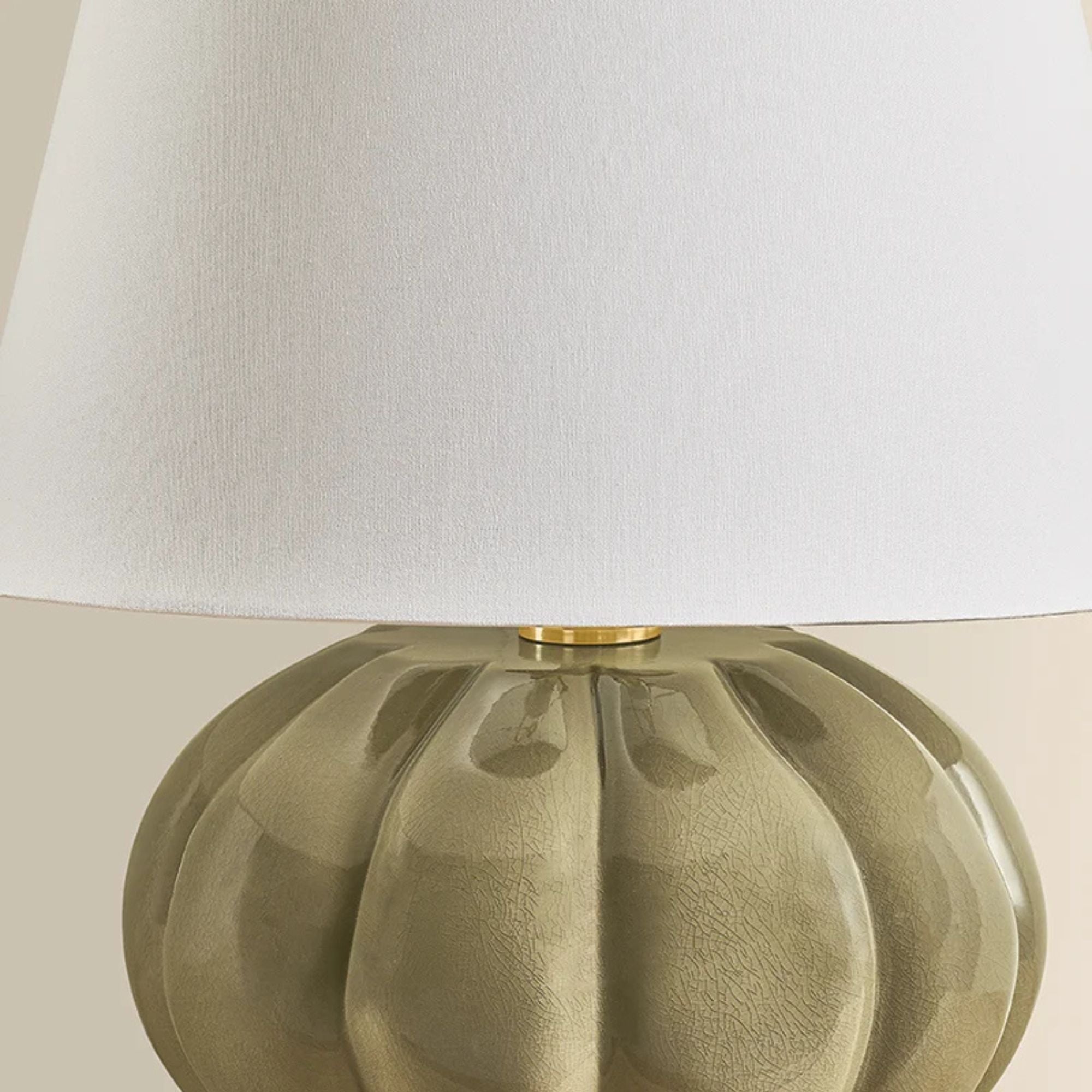 Mitzi Beata 21 in. Table Lamp, Aged Brass with Ceramic Harbour Grey Crackle with White Linen Shade