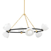 Belle 43" 6-Light Chandelier, Aged Brass/Textured Black Finish
