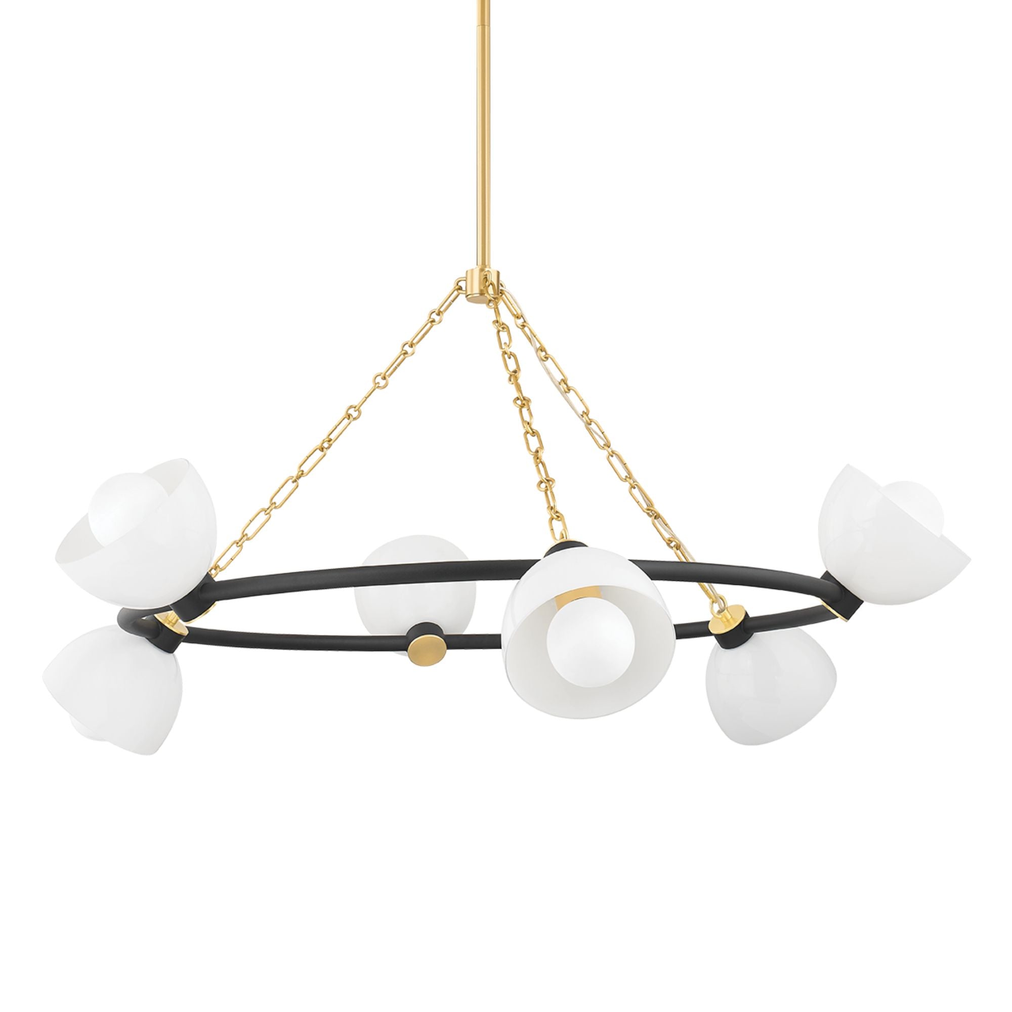 Belle 43" 6-Light Chandelier, Aged Brass/Textured Black Finish