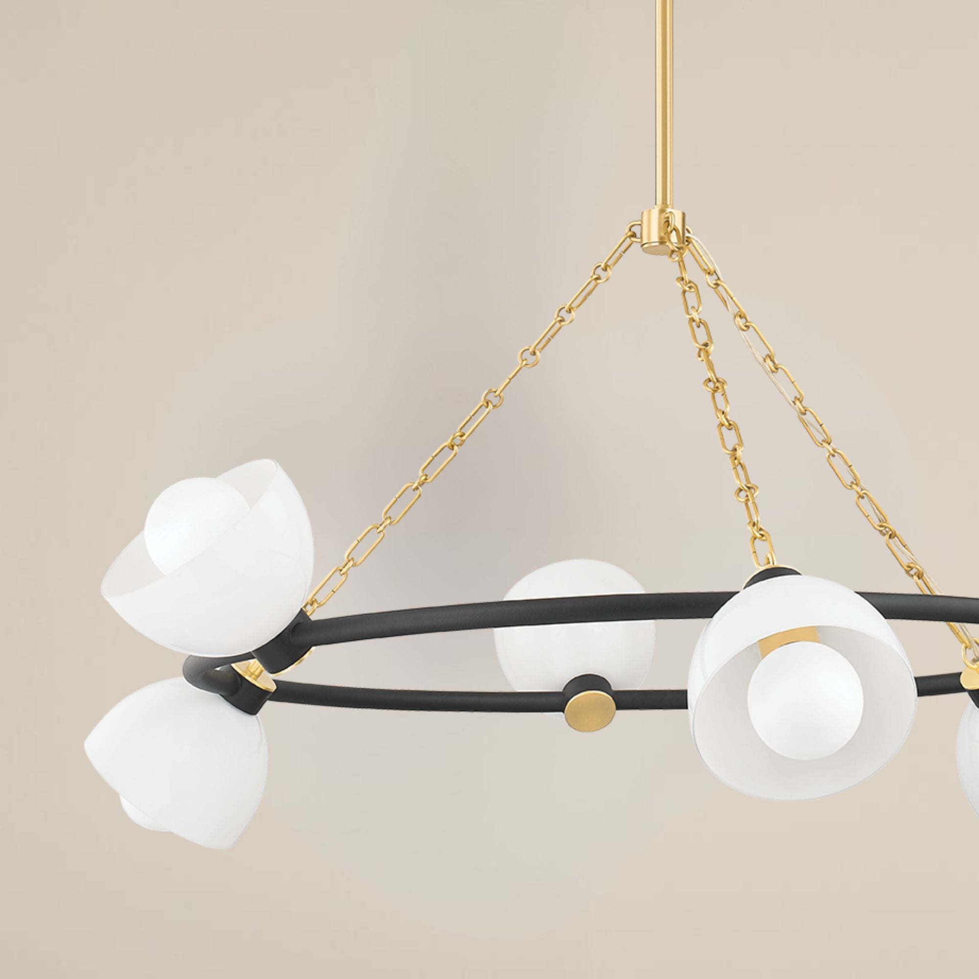 Belle 43" 6-Light Chandelier, Aged Brass/Textured Black Finish