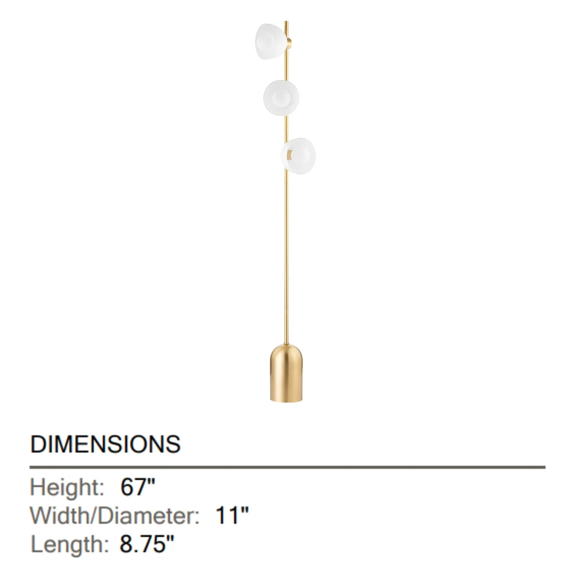 Belle 67" 3-Light Floor Lamp, Aged Brass Finish