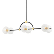 Belle 43" 6-Light Linear Pendant, Aged Brass/Textured Black Finish