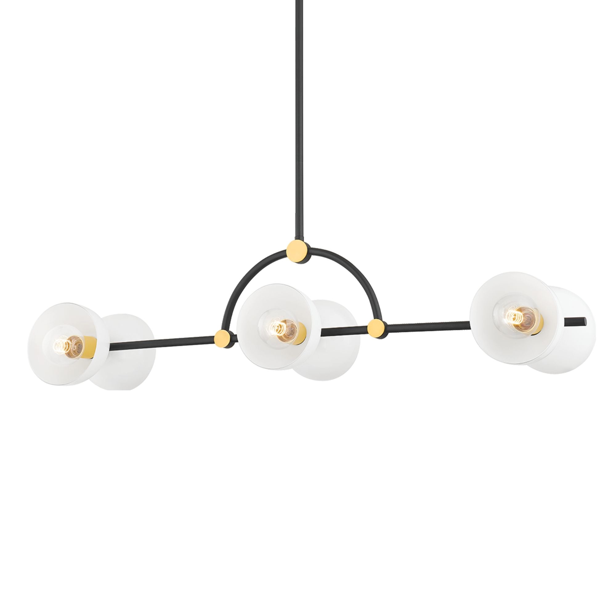 Belle 43" 6-Light Linear Pendant, Aged Brass/Textured Black Finish