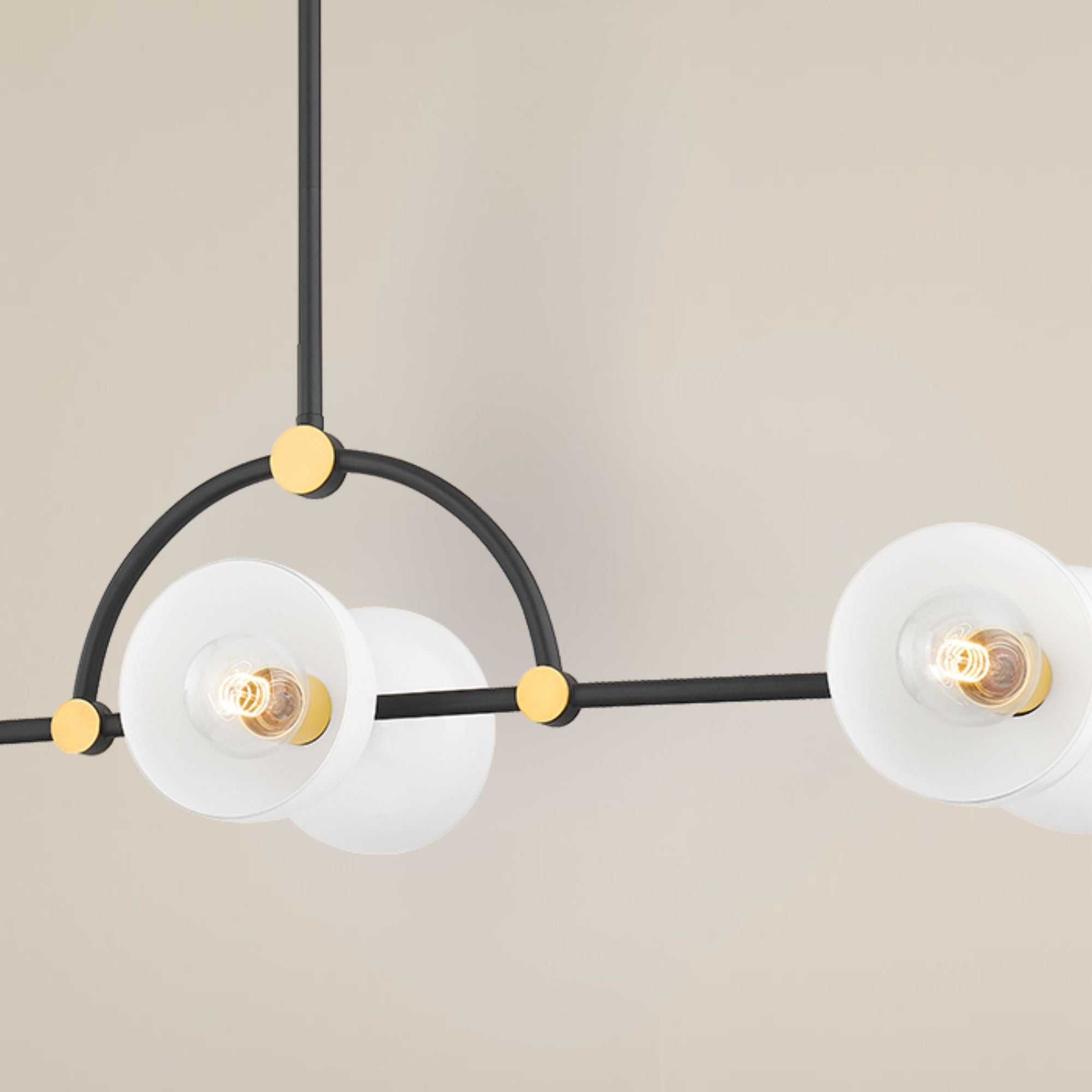 Belle 43" 6-Light Linear Pendant, Aged Brass/Textured Black Finish