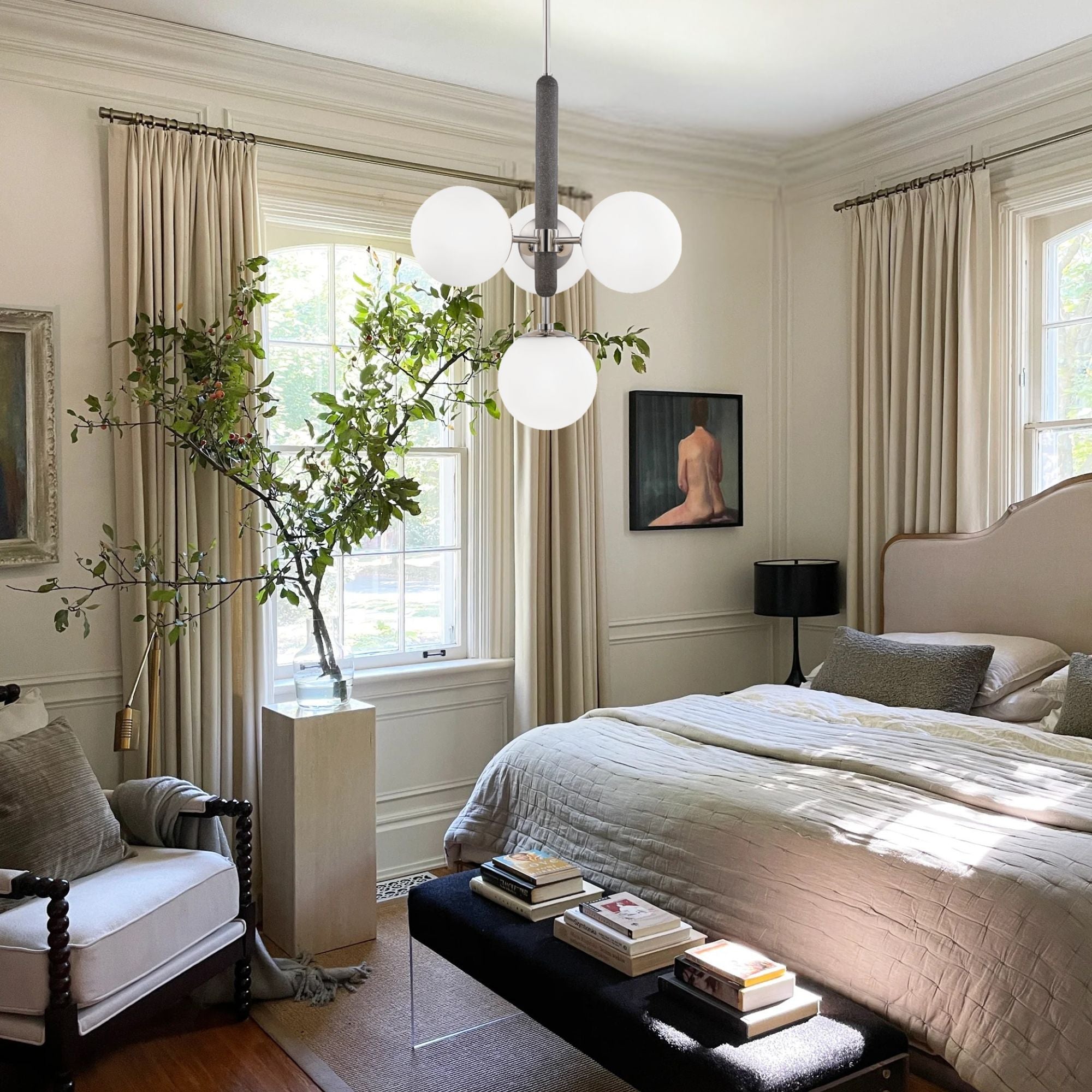 Brielle 26" 4-Light Chandelier, Polished Nickel Finish