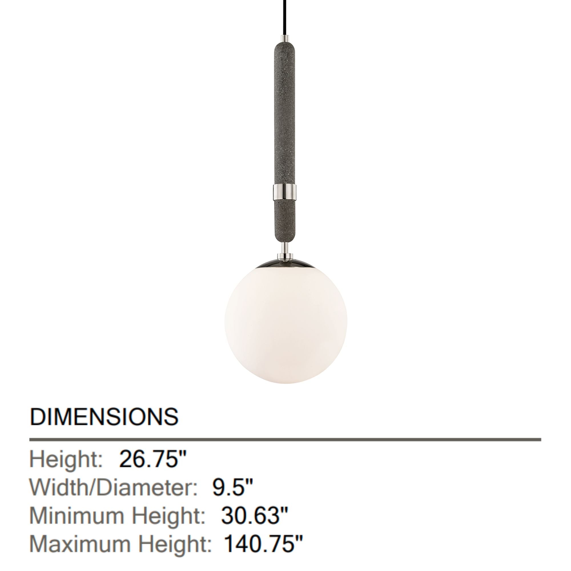 Brielle 27" Pendant, Polished Nickel Finish