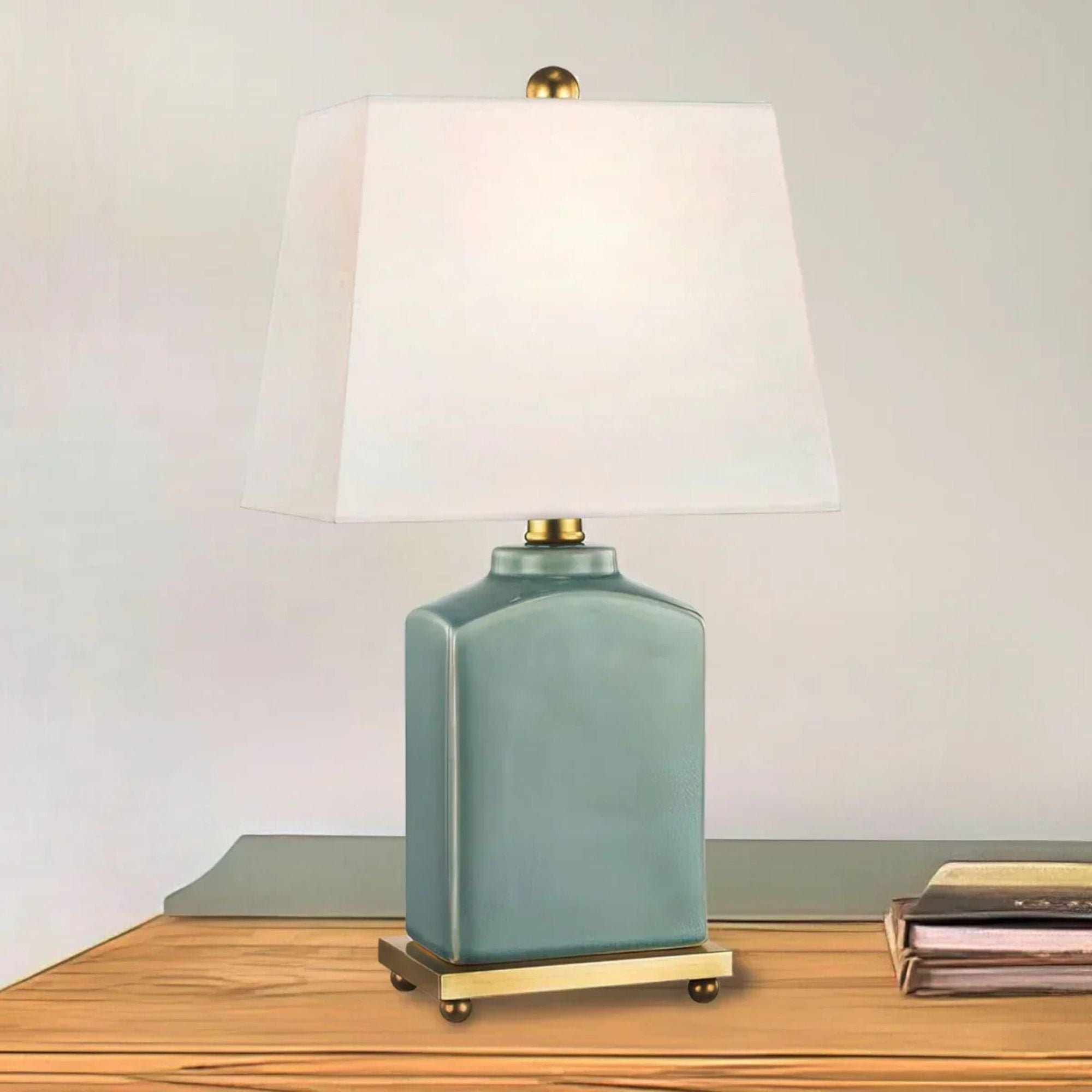Brynn 17" Table Lamp, Jade Green Finish