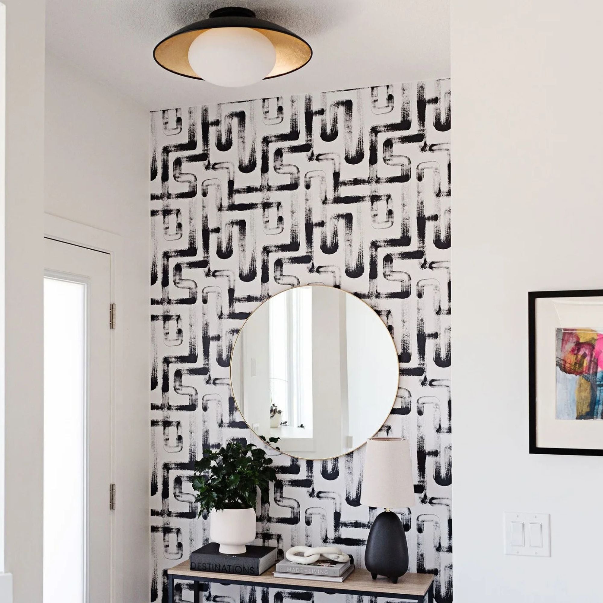 Cadence 21" Semi Flush Mount, Black Lustro/Gold Leaf Finish