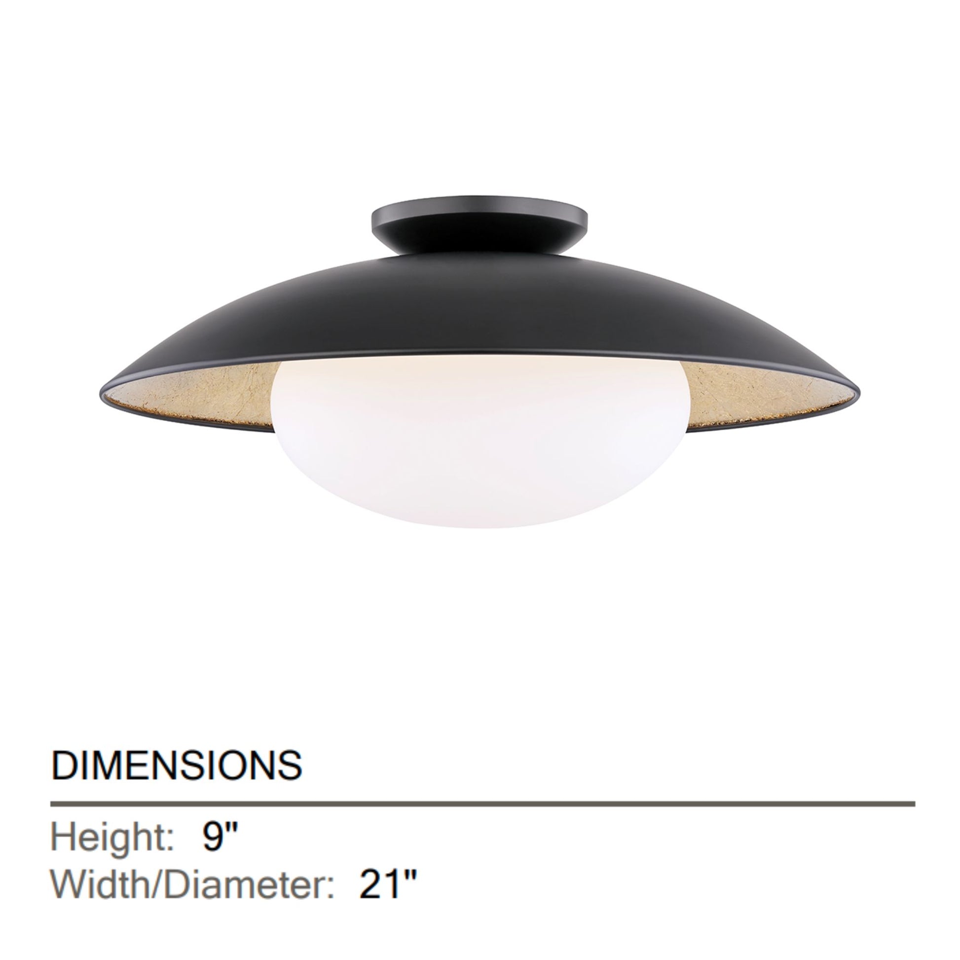 Mitzi - Cadence 21" Semi Flush Mount, Black Lustro/Gold Leaf Finish | Bees Lighting