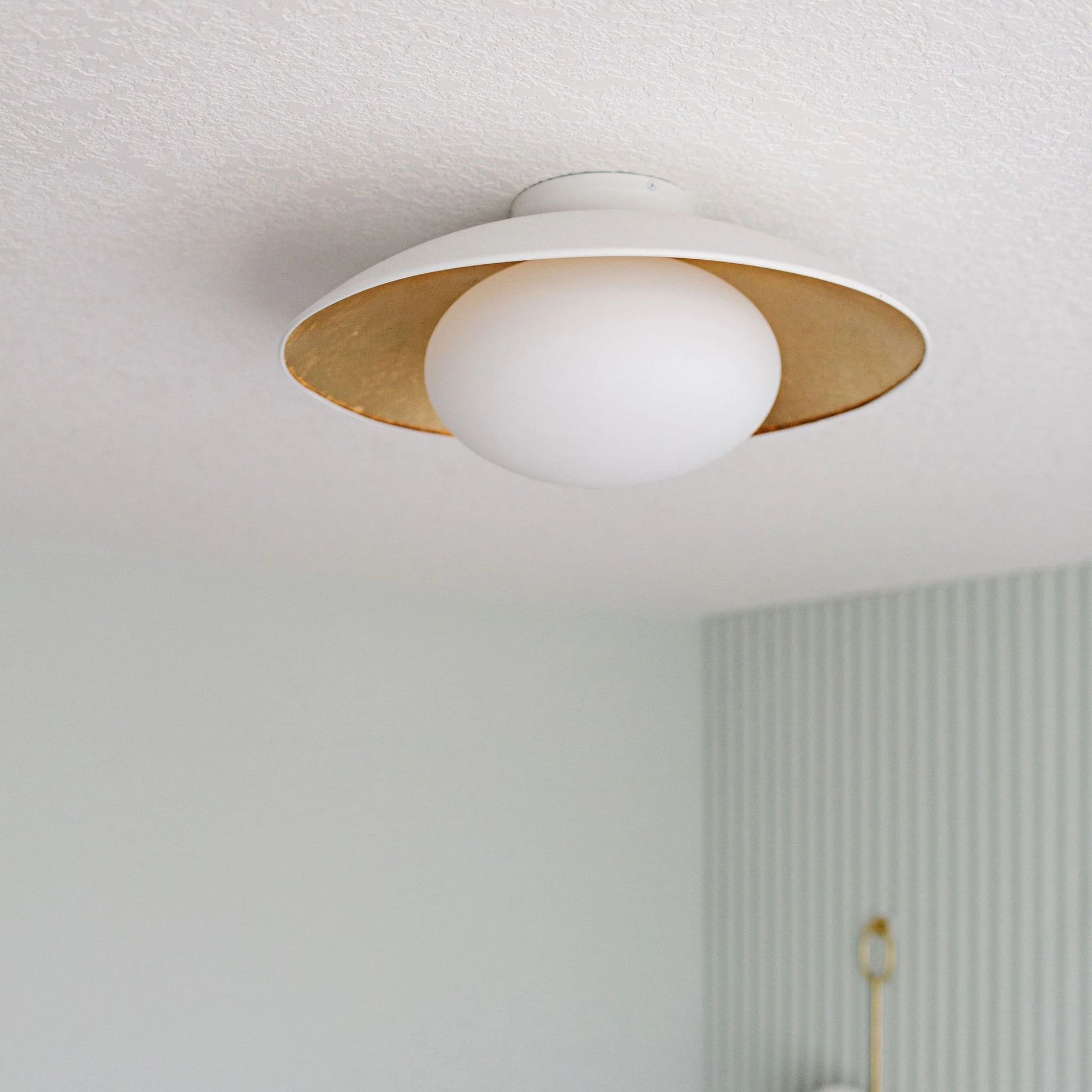 Mitzi - Cadence 21" Semi Flush Mount, White Lustro/Gold Leaf Finish | Bees Lighting