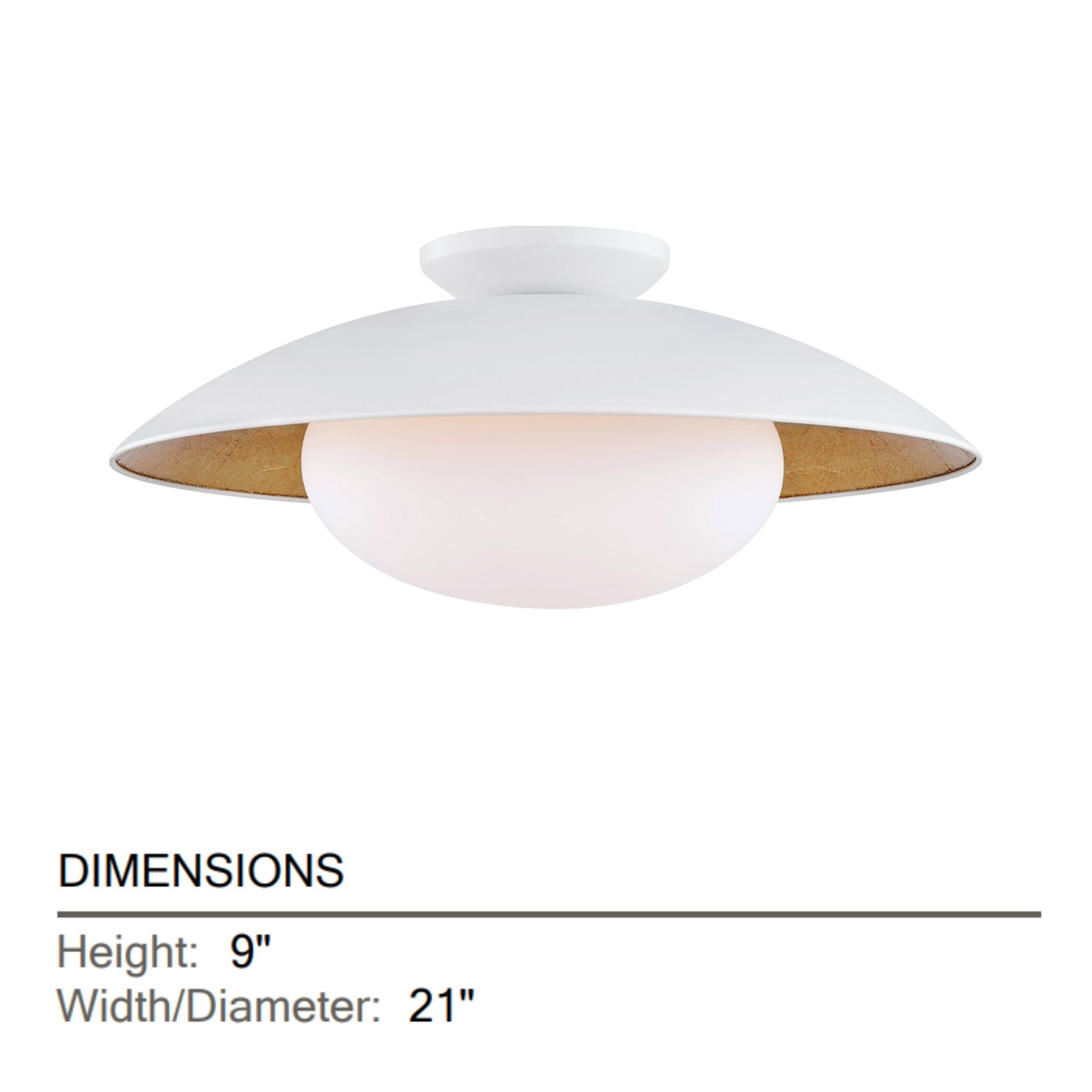 Mitzi - Cadence 21" Semi Flush Mount, White Lustro/Gold Leaf Finish | Bees Lighting