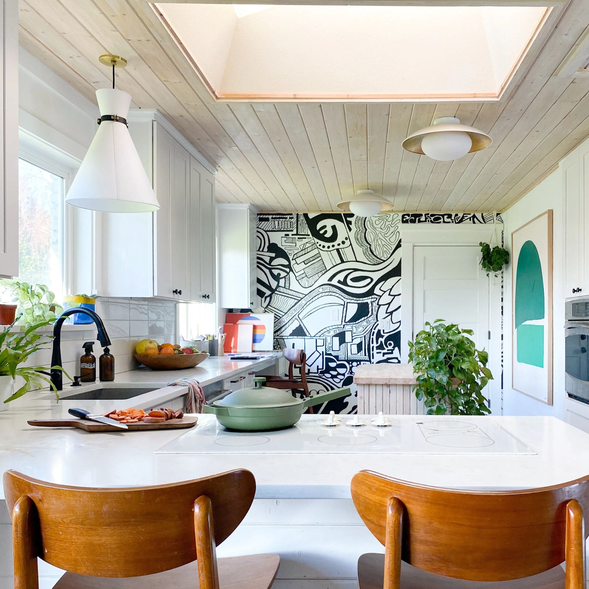 Mitzi - Cadence 21" Semi Flush Mount, White Lustro/Gold Leaf Finish | Bees Lighting