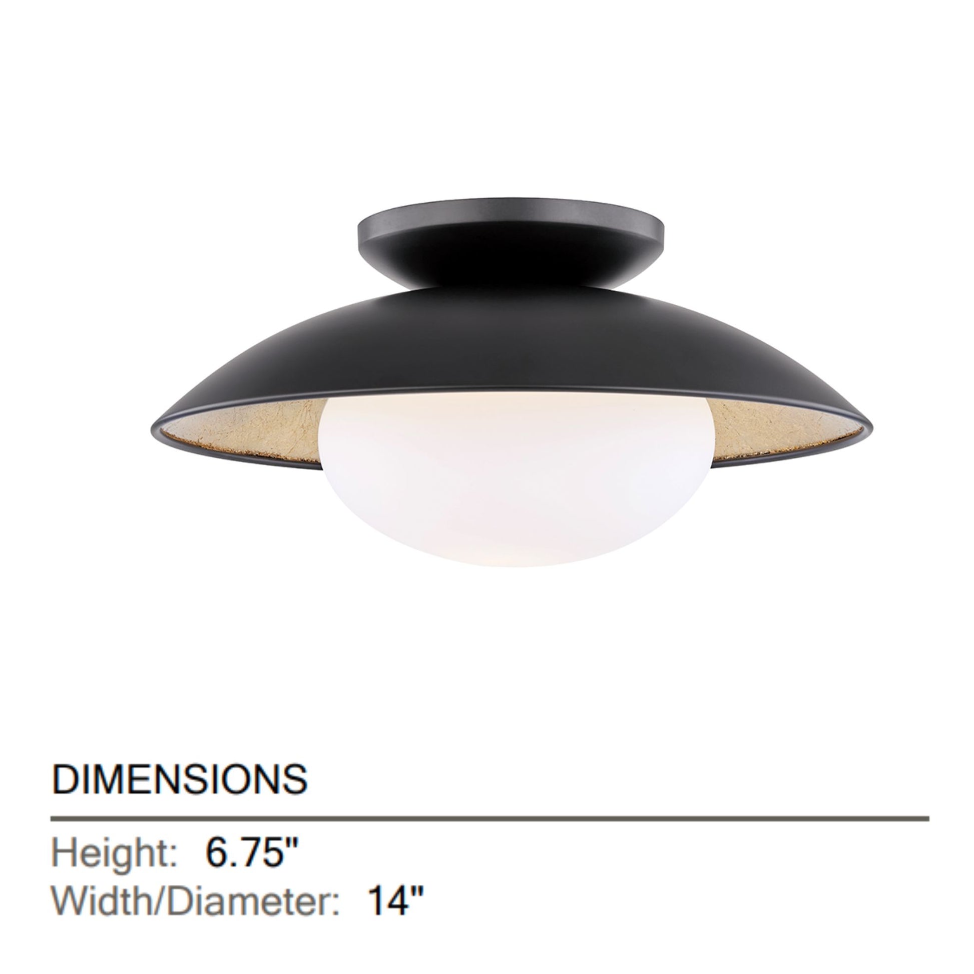 Mitzi - Cadence 14" Semi Flush Mount, Black Lustro/Gold Leaf Finish | Bees Lighting