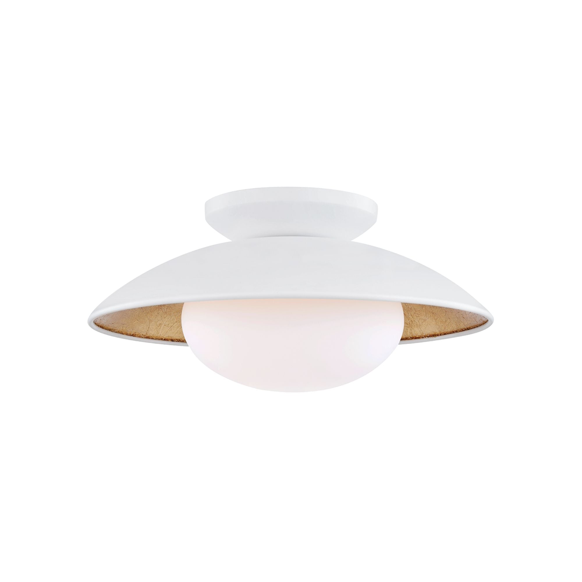 Cadence 14" Semi Flush Mount, White Lustro/Gold Leaf Finish