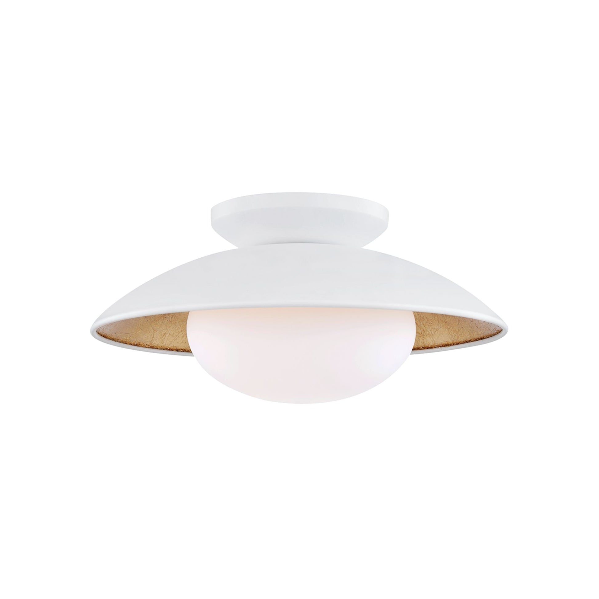 Mitzi - Cadence 14" Semi Flush Mount, White Lustro/Gold Leaf Finish | Bees Lighting