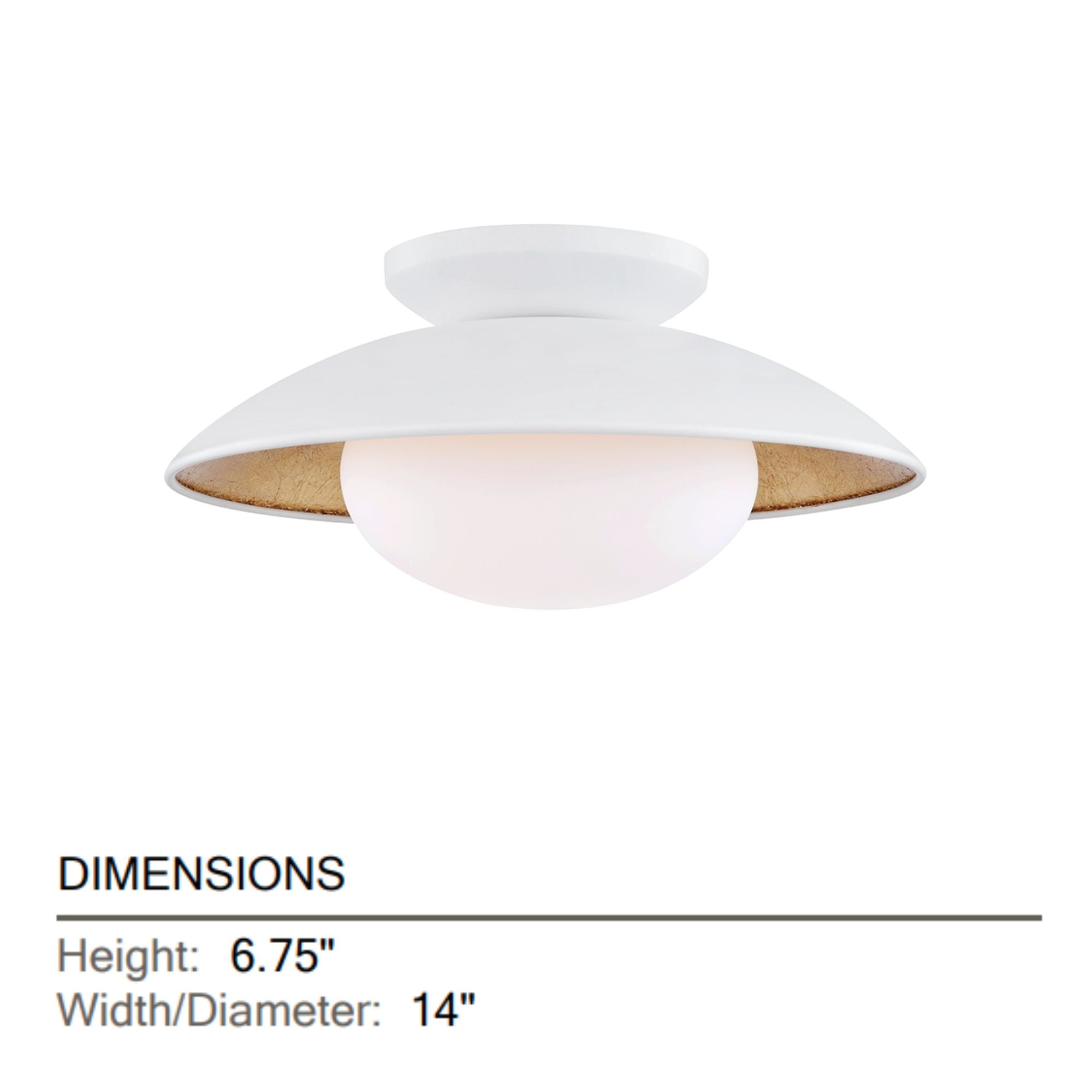 Mitzi - Cadence 14" Semi Flush Mount, White Lustro/Gold Leaf Finish | Bees Lighting