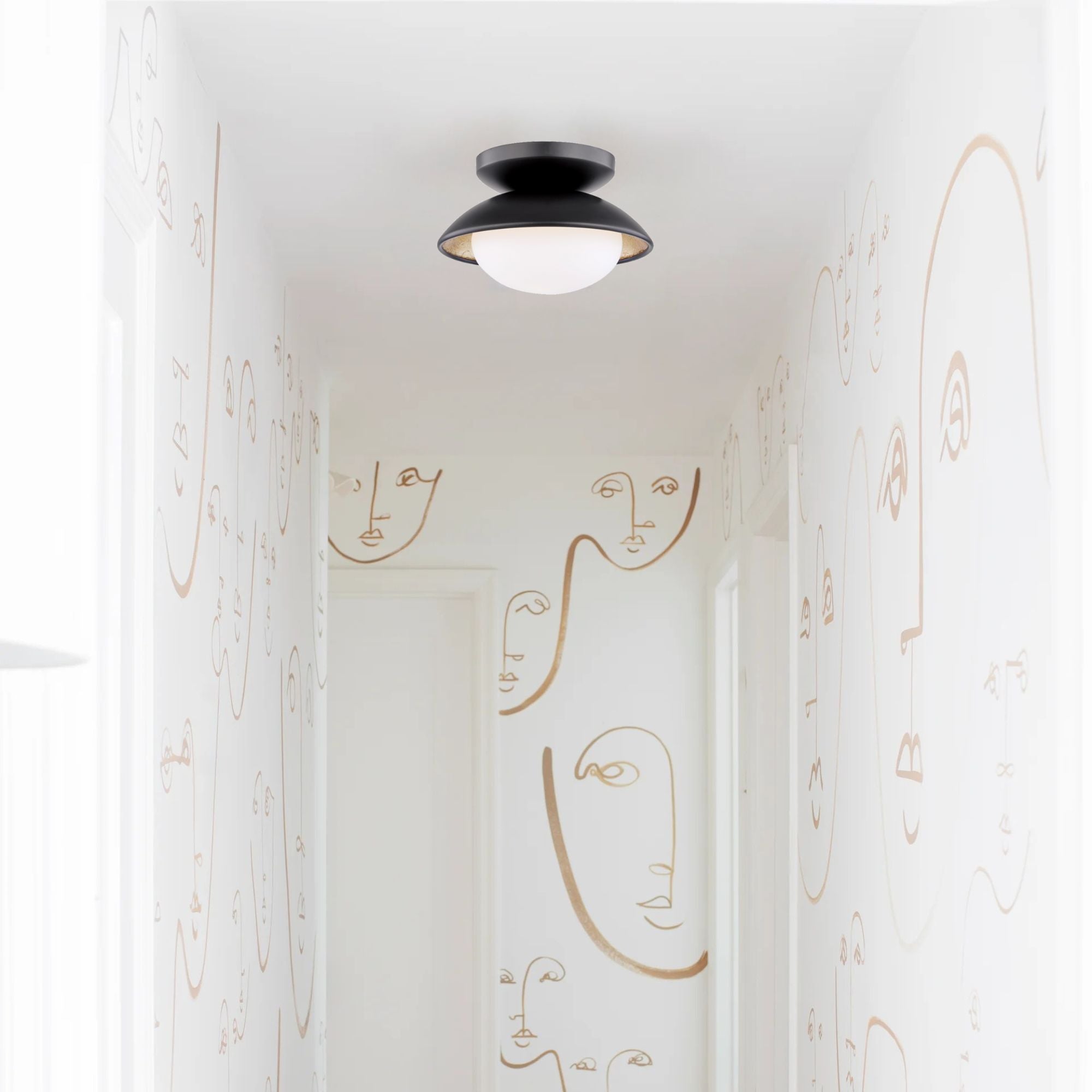 Cadence 7" LED Semi Flush Mount, Black Lustro/Gold Leaf Finish