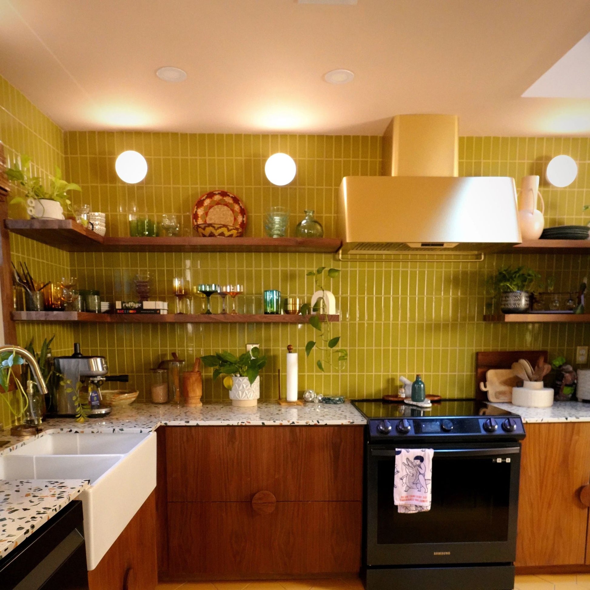 Mitzi - Cadence 7" LED Semi Flush Mount, White Lustro/Gold Leaf Finish | Bees Lighting