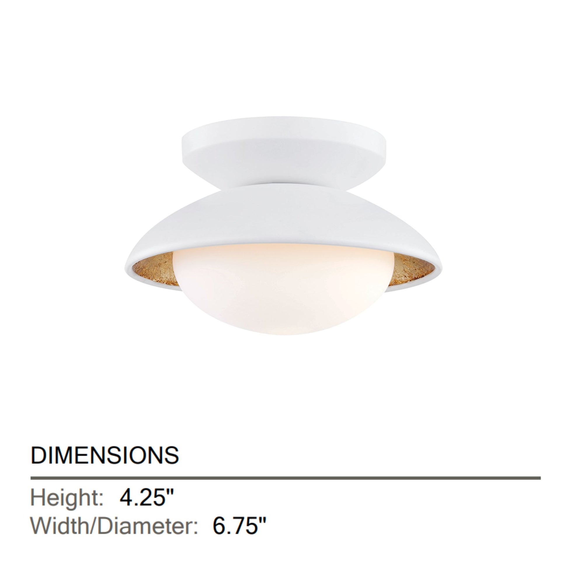 Mitzi - Cadence 7" LED Semi Flush Mount, White Lustro/Gold Leaf Finish | Bees Lighting