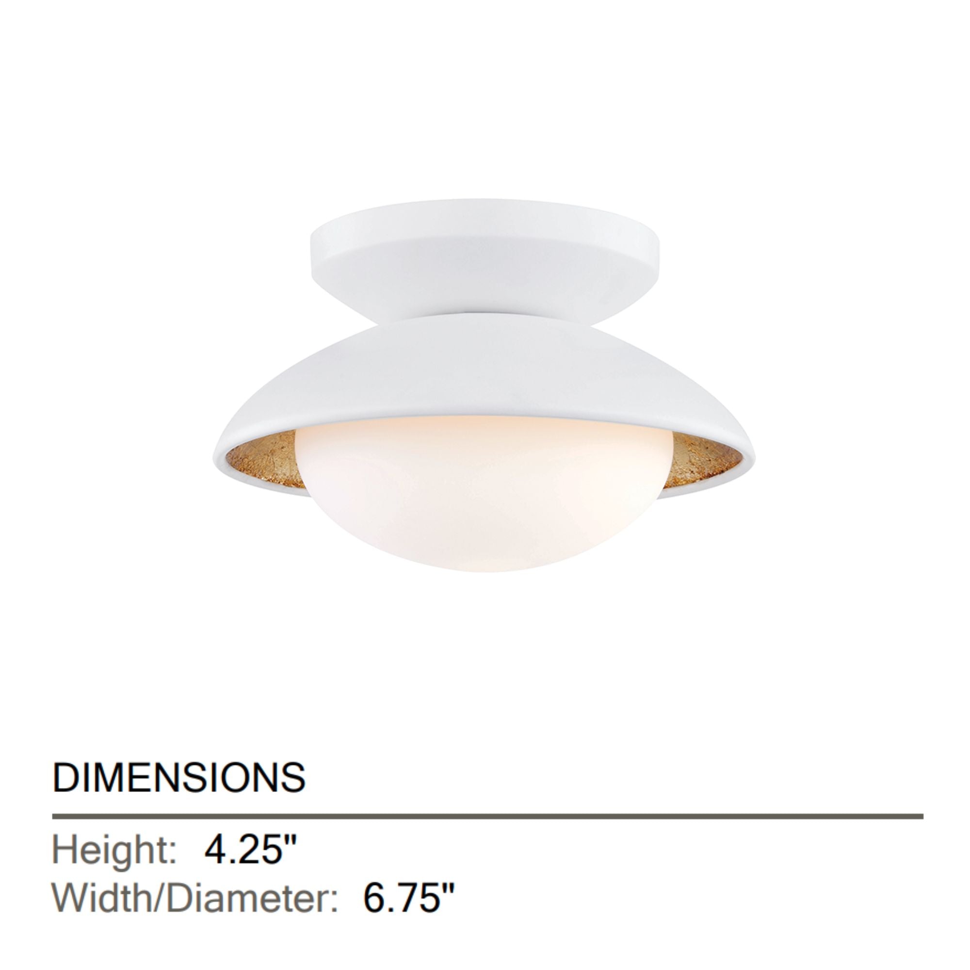 Mitzi - Cadence 7" LED Semi Flush Mount, White Lustro/Gold Leaf Finish | Bees Lighting