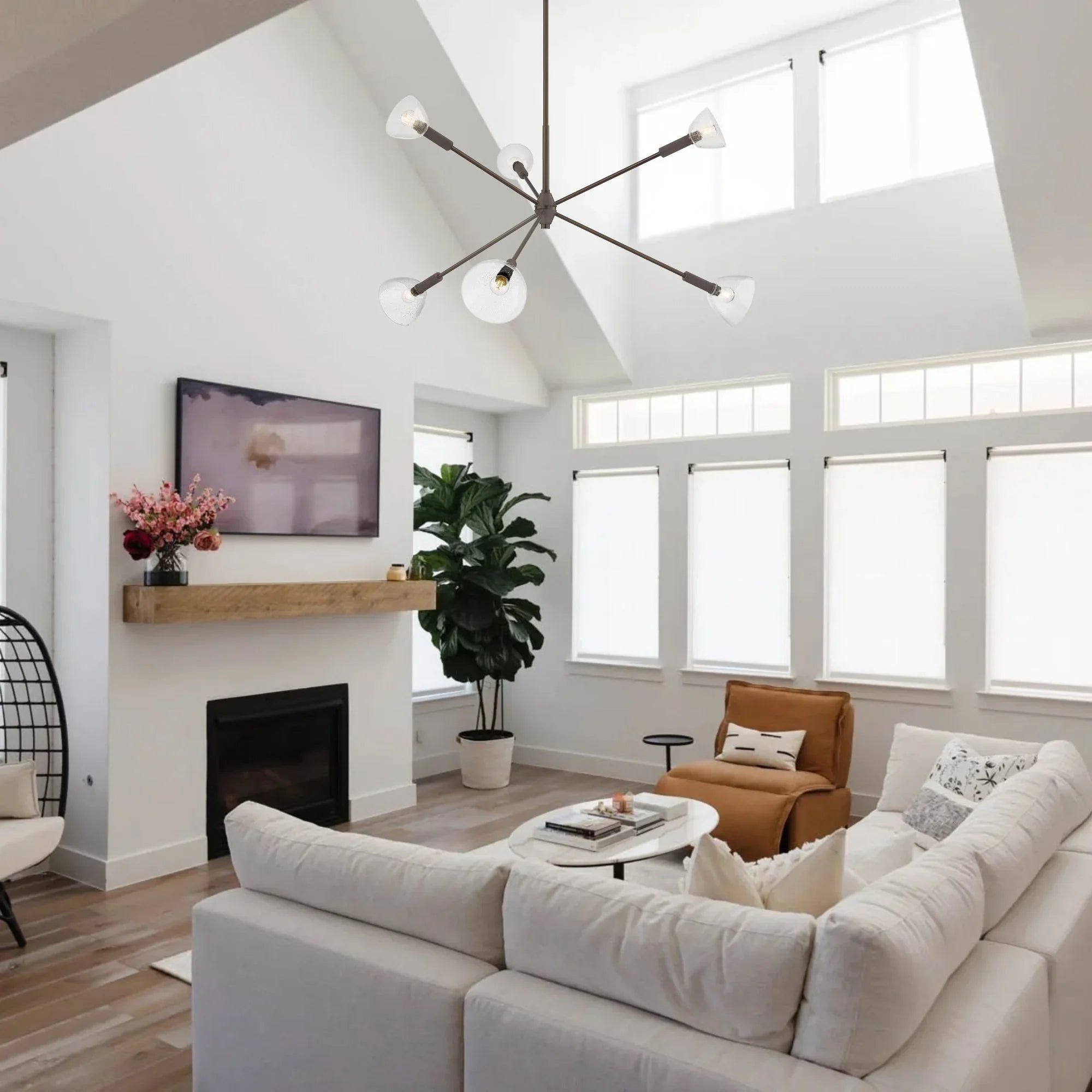 Mitzi - Caraway 53" 6-Light Chandelier, True Bronze Finish | Bees Lighting