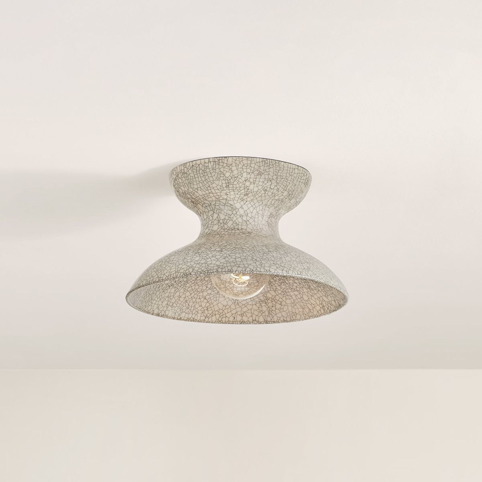 Carina 11" Flush Mount, Aged Brass/Ceramic Belgian Crackle Finish