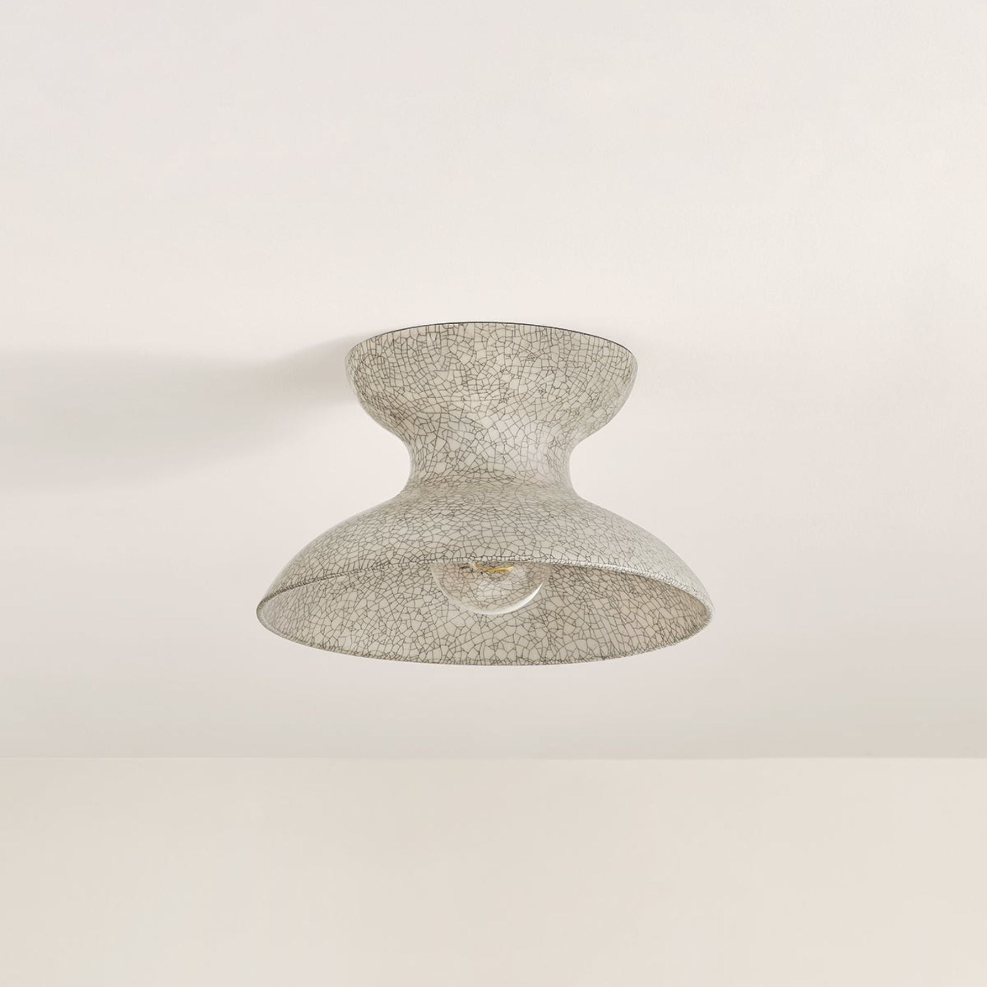 Carina 11" Flush Mount, Aged Brass/Ceramic Belgian Crackle Finish