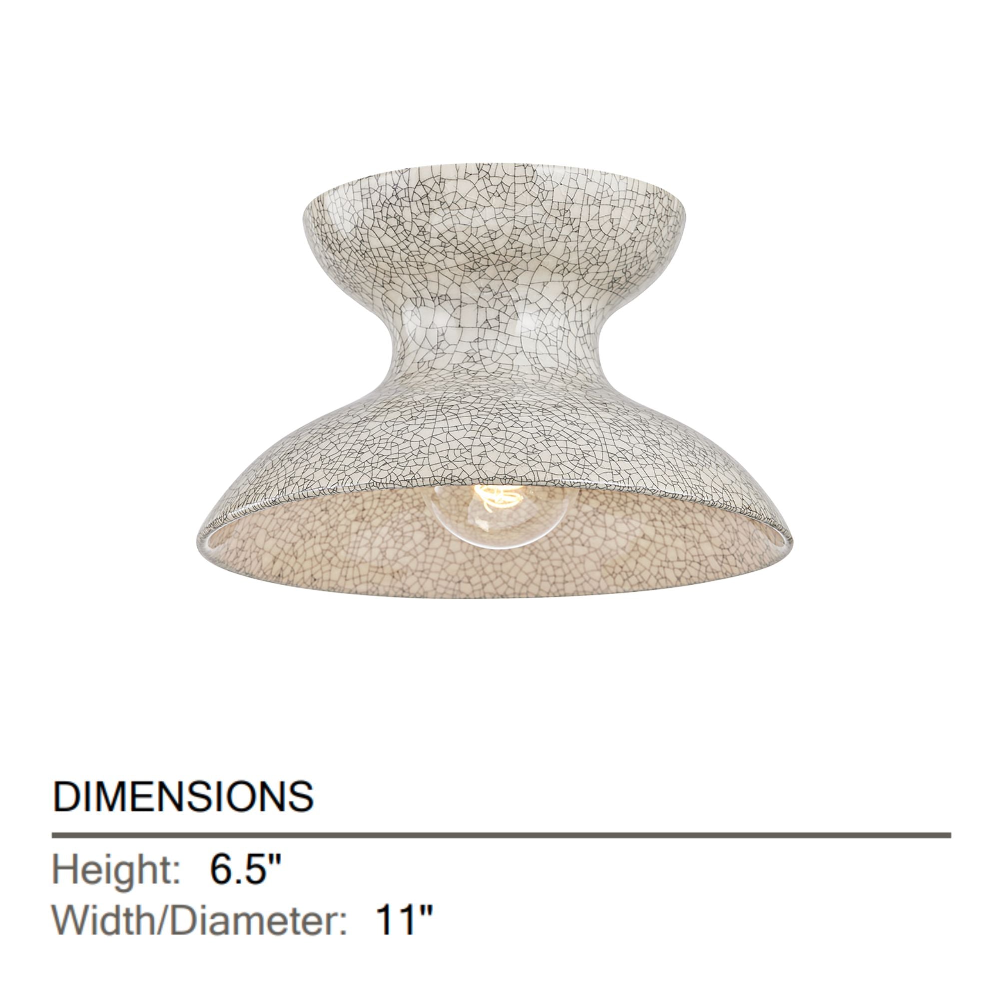Carina 11" Flush Mount, Aged Brass/Ceramic Belgian Crackle Finish
