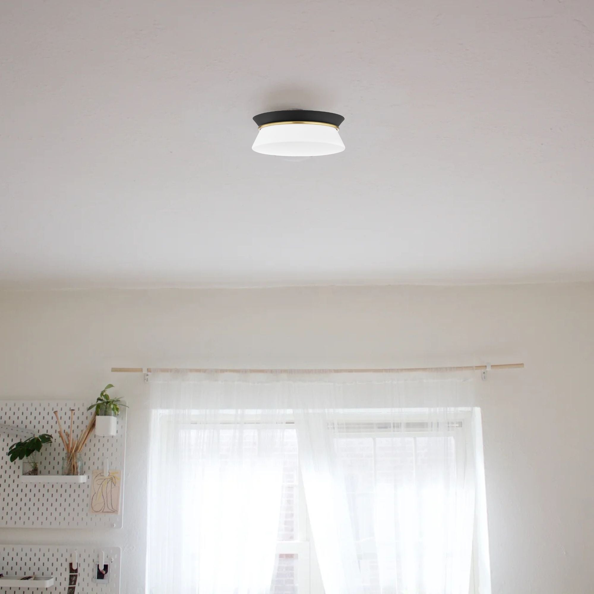 Cath 13 in. 2 Lights Flush Mount Light Brass & Black Finish