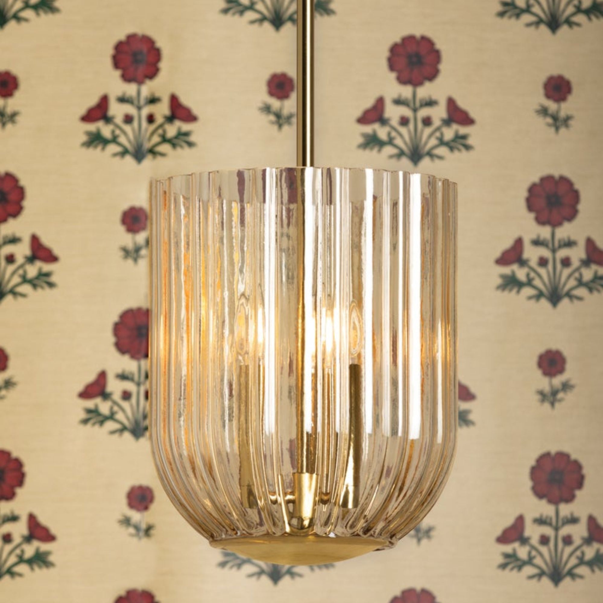 Cece 50" 3-Light Hangining Lantern, Aged Brass Finish