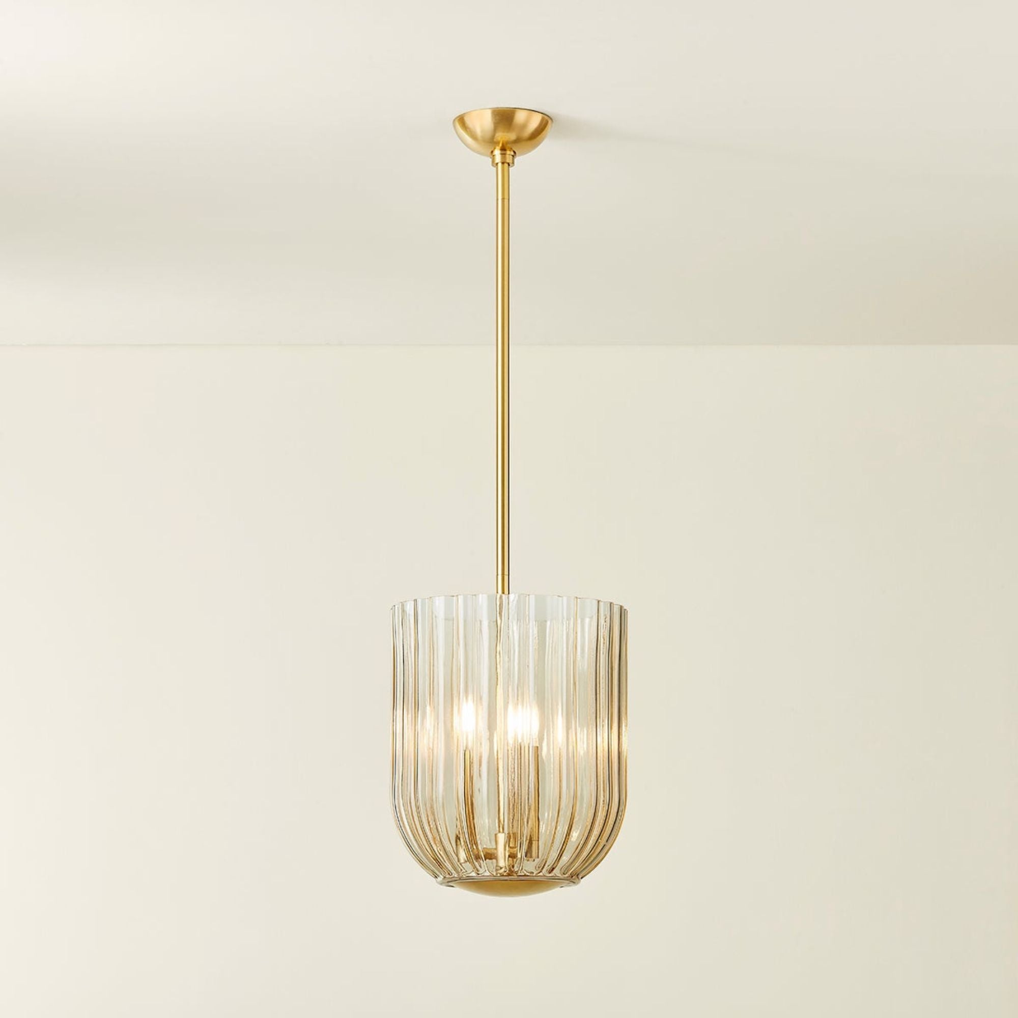 Cece 50" 3-Light Hangining Lantern, Aged Brass Finish