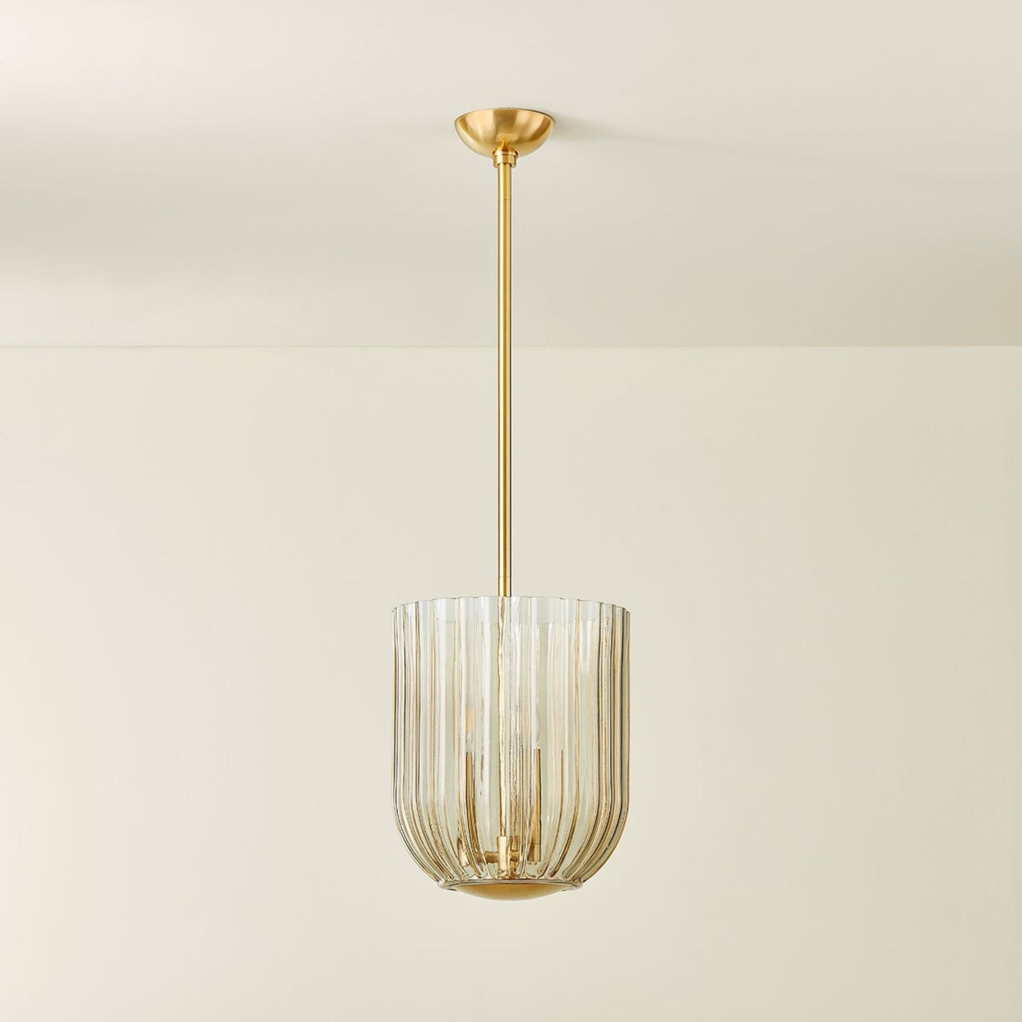 Cece 50" 3-Light Hangining Lantern, Aged Brass Finish