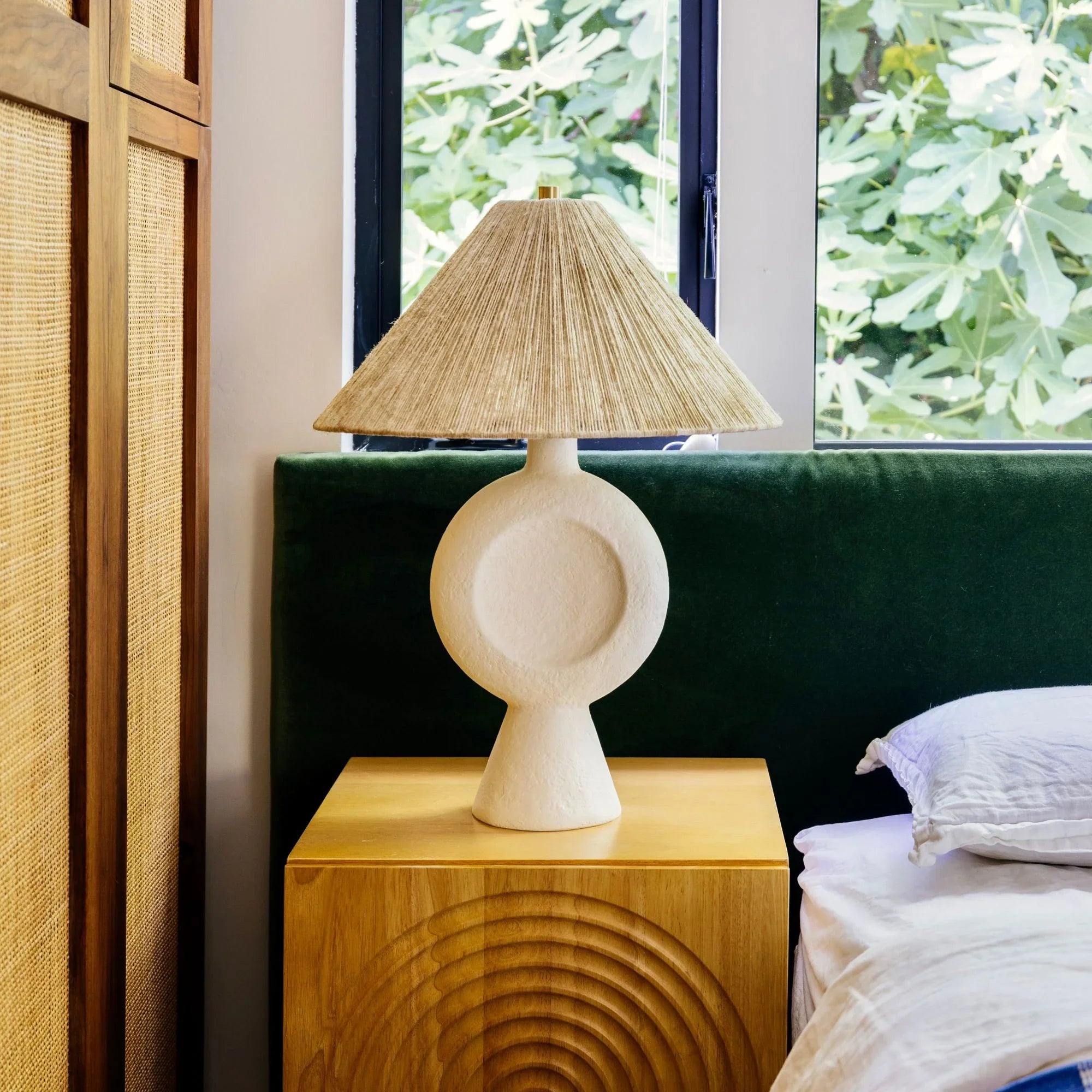 Centella 24" Table Lamp, Aged Brass/White Plaster Finish