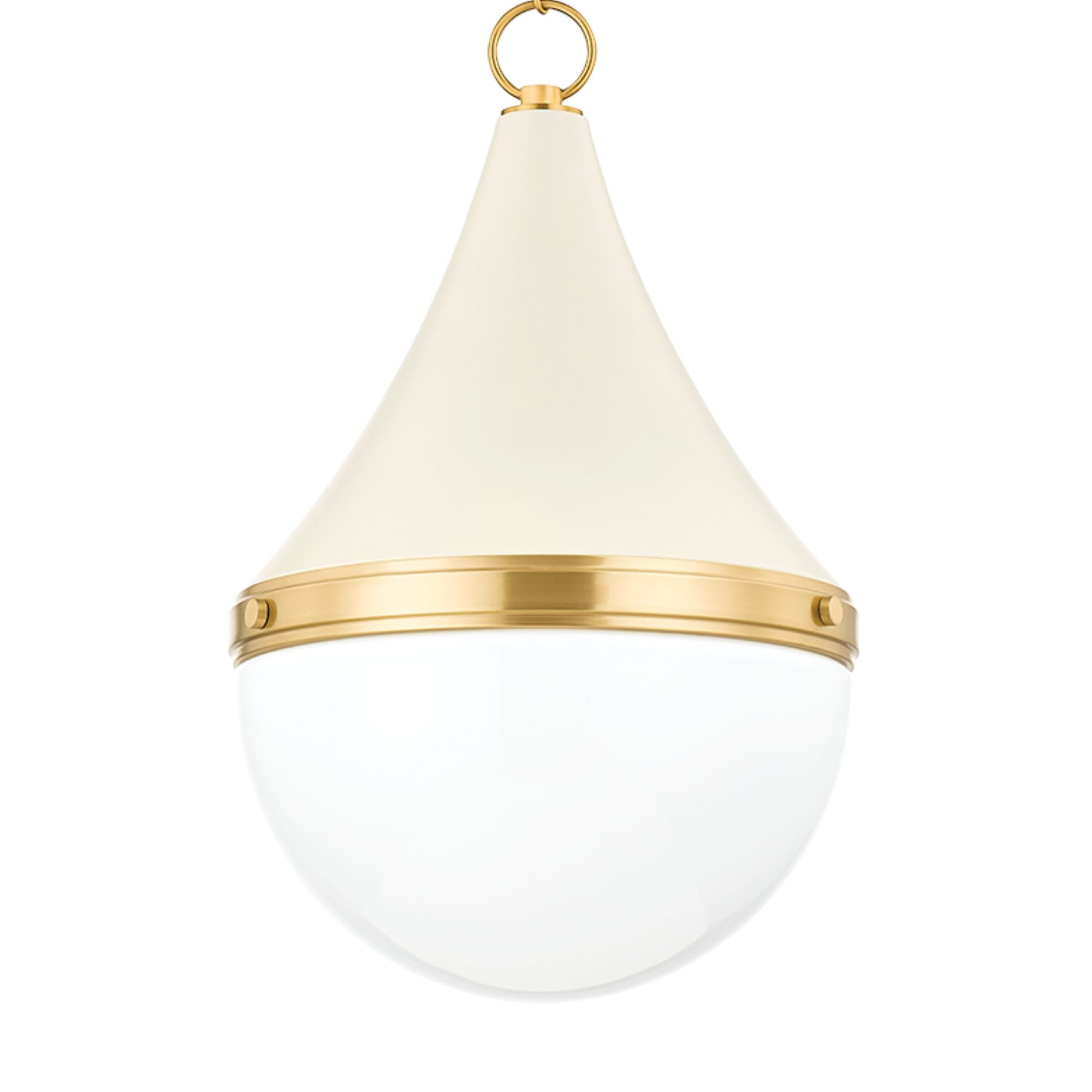 Ciara 23" Pendant, Aged Brass/Soft Cream Finish