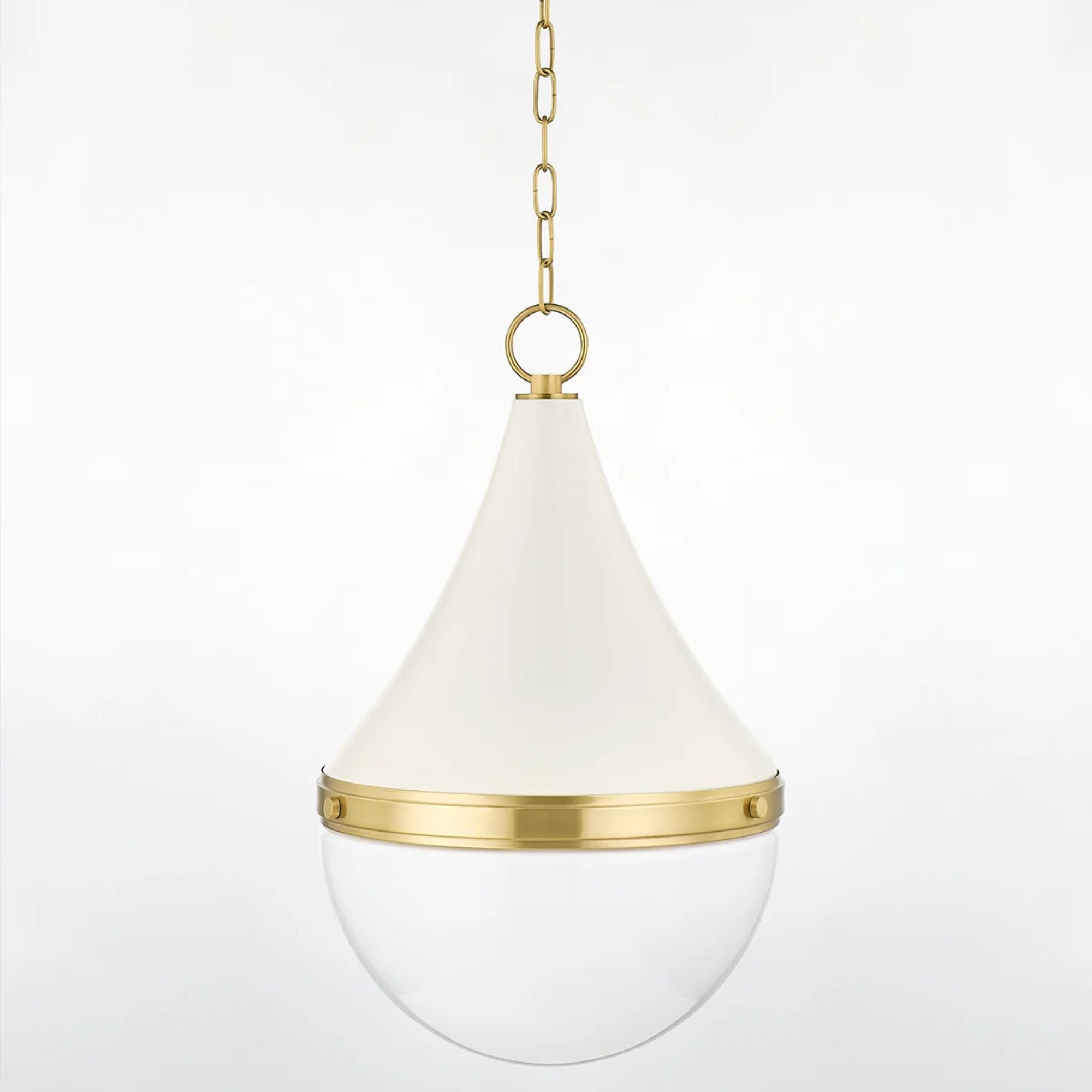 Ciara 23" Pendant, Aged Brass/Soft Cream Finish