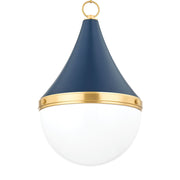 Ciara 23" Pendant, Aged Brass/Soft Navy Finish